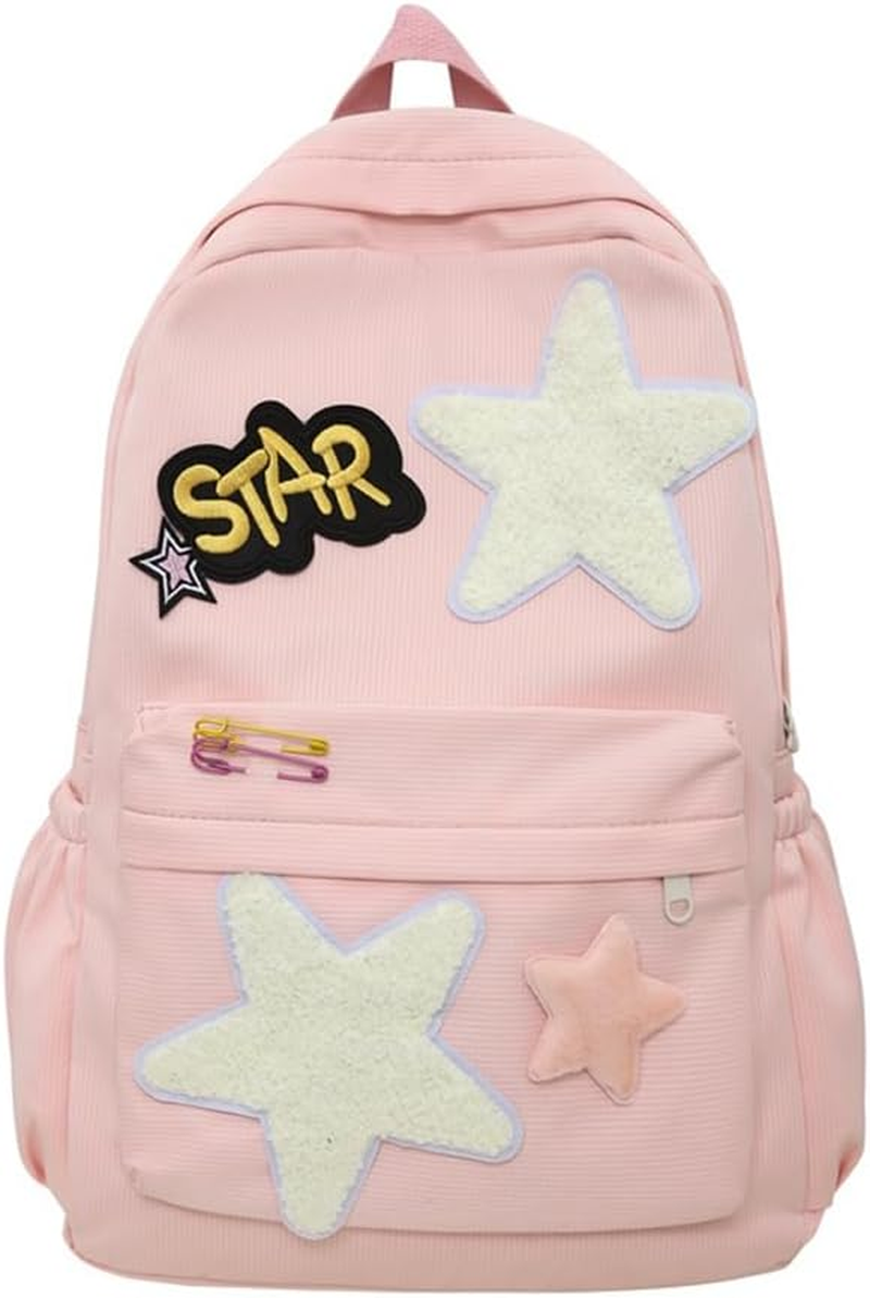 Lifelix Y2K Backpack Preppy Trendy Stars Aesthetic Bookbag Cute College Laptop Bag Casual Rave Daypack