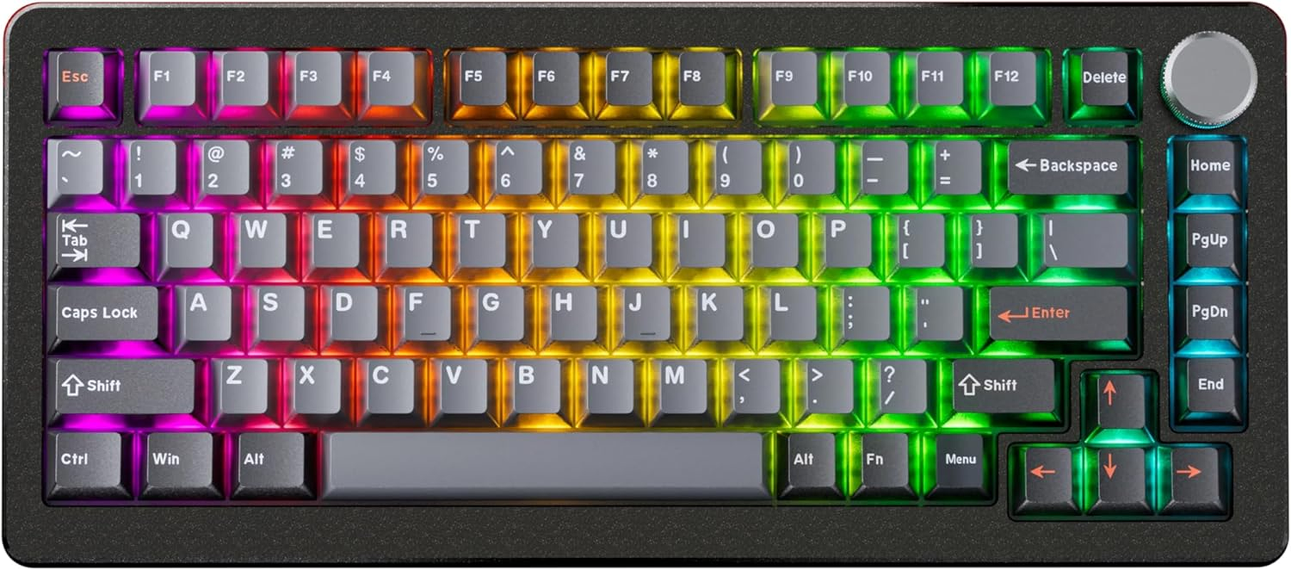 Drunkdeer A75 Pro Magnetic Switch Keyboard Rapid Trigger Mechanical Gaming Keyboard Adjustable Actuation Hall Switches PBT Keycap RGB Compact TKL 82Keys USB Wired with Knob