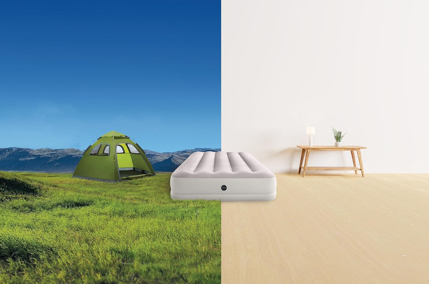 Intex 64177E Dura-Beam Standard Prestige Mid-Rise Air Mattress: Fiber-Tech &ndash; Twin Size &ndash; Quickfill USB Air Pump &ndash; 12In Bed Height &ndash; 300Lb Weight Capacity image number 2