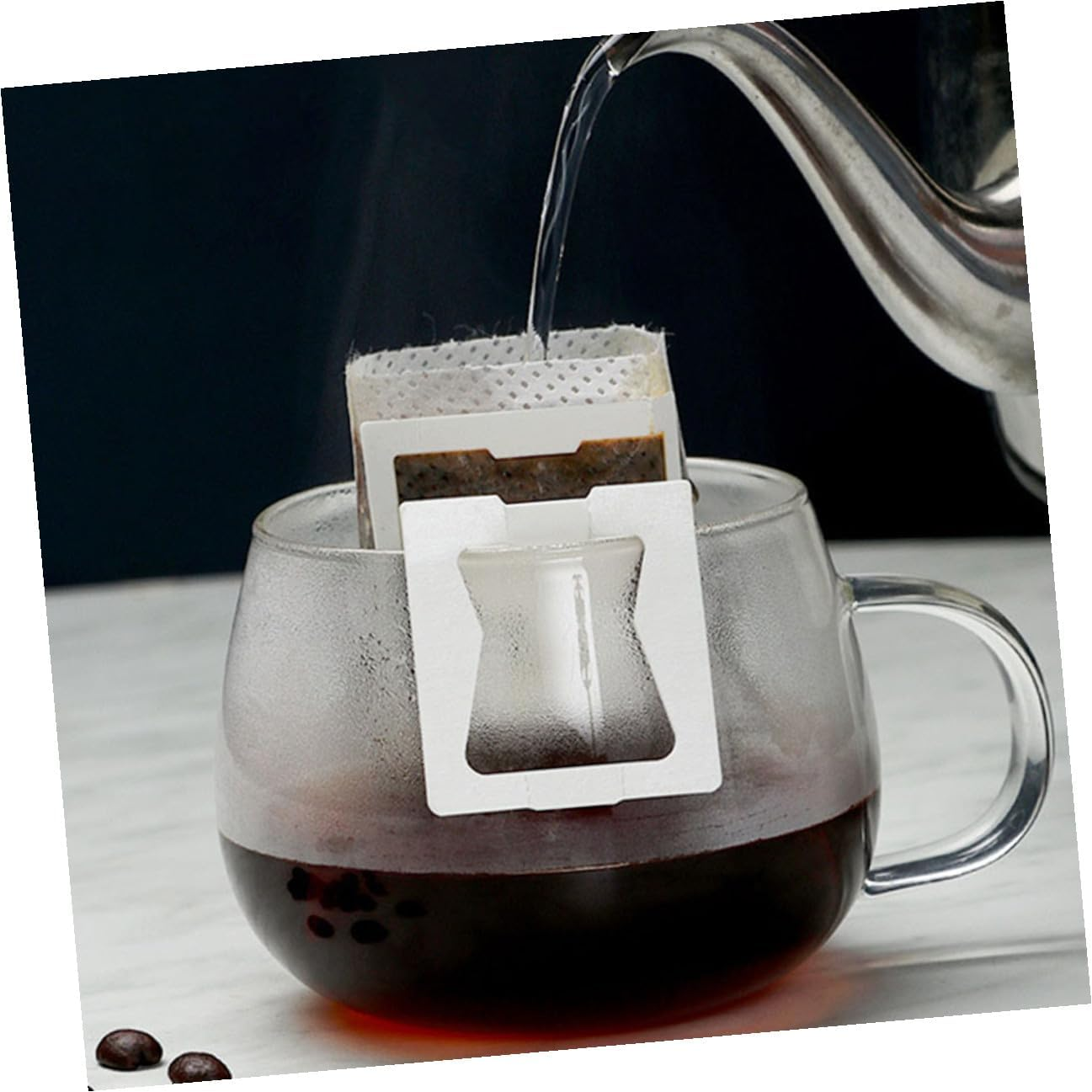 INOOMP 50Pcs Portable Hanging Ear Coffee Filter Bags Single Serve Drip Coffee Filters for Home Travel Office Fine Filtration Thickened Material Easy Brewing for Tea image number 3