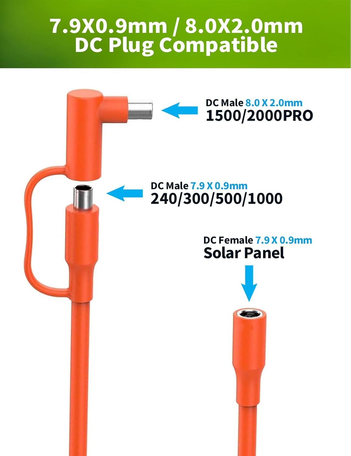 9M 12AWG Extension Cable for Solar Generators, 8Mm Female to Male DC7909 Solar Panel Cable Cord with DC8020 Right Angle Adapter Compatible with Jackery, GZ Yeti, Aker, Portable Power Stations image number 2