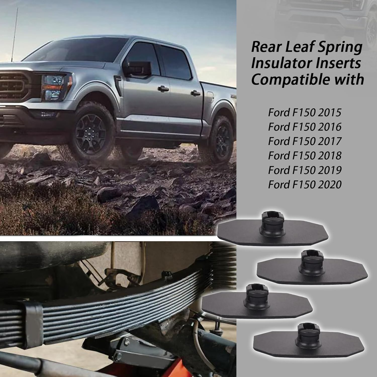 XTPTFABS 4 Pcs FL3Z5586B FL3Z 5586-B Rear Leaf Spring Insulator Bushing Inserts Compatible with 2015-2020 Ford F150,Rear Leaf Helper Spring Insulator Pad Replaces FL34 5586-AA image number 6
