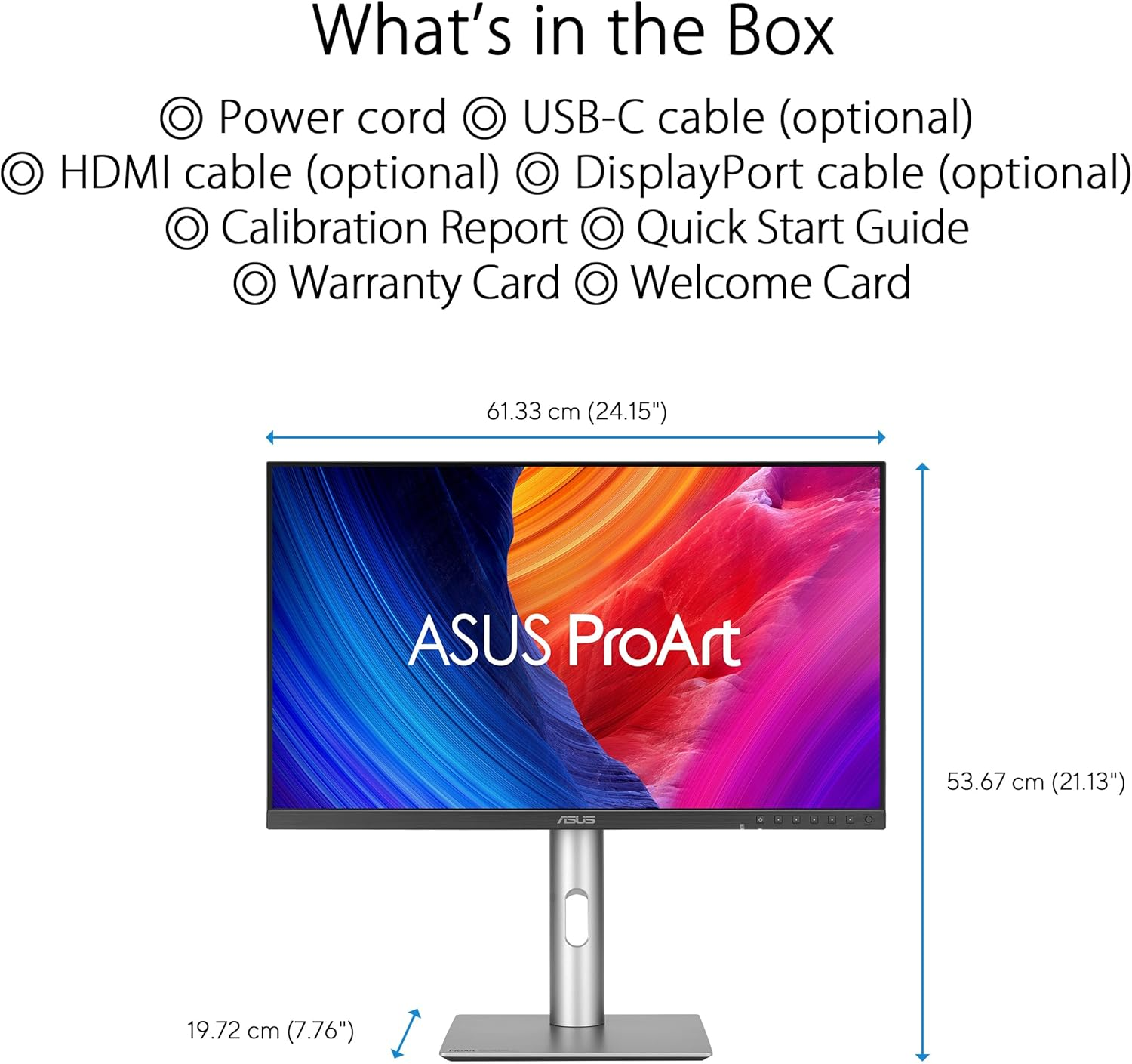 ASUS Proart Display PA278CFRV Professional Monitor &ndash; 27", IPS, QHD (2560 X 1440), 95% DCI-P3, Luxpixel AGLR, 100Hz, &Delta;E < 2, Calman Verified, USB-C PD 96W, Targeting VESA Displayhdr 400, VESA Mediasync image number 2