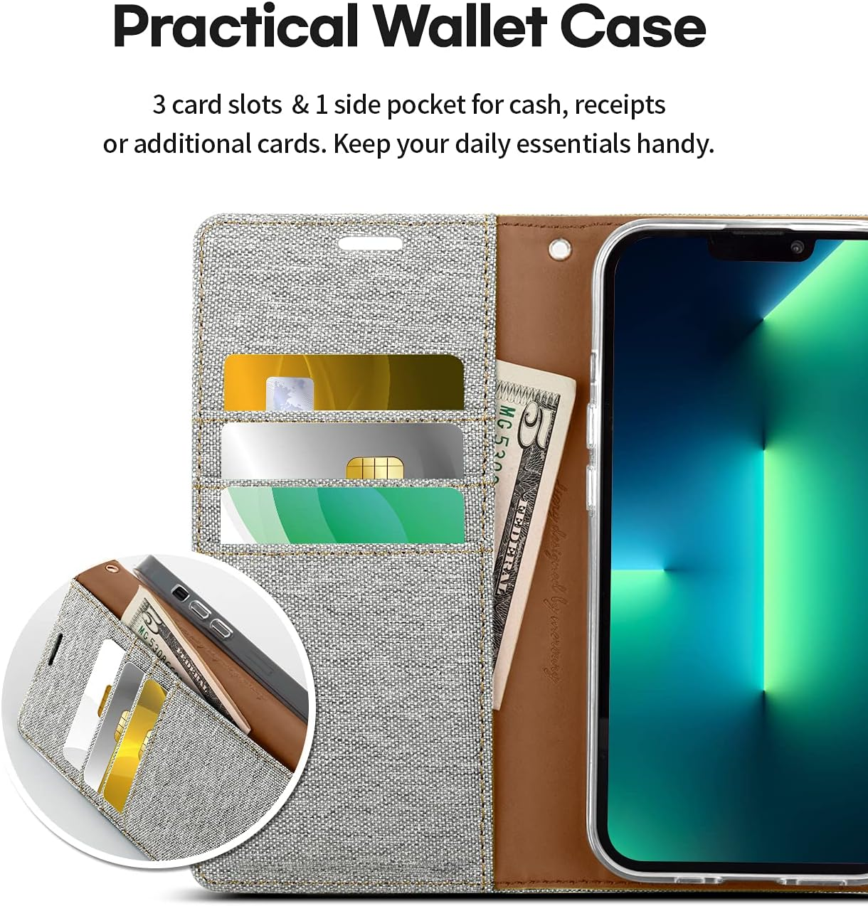 Goospery Canvas Diary for Iphone 13 Pro - Grey image number 1