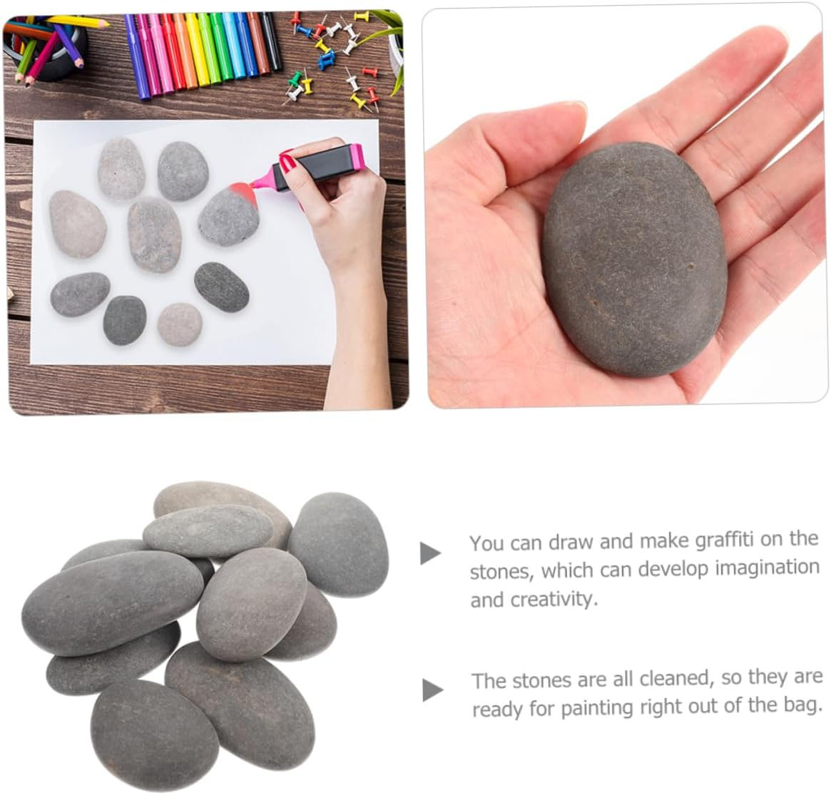 NOLITOY 20Pcs Natural Smooth Painting Rocks for DIY Crafts Blank Pebbles for Garden Decor Easy to Paint River Stones for Creative Projects Durable Ready to Use image number 1