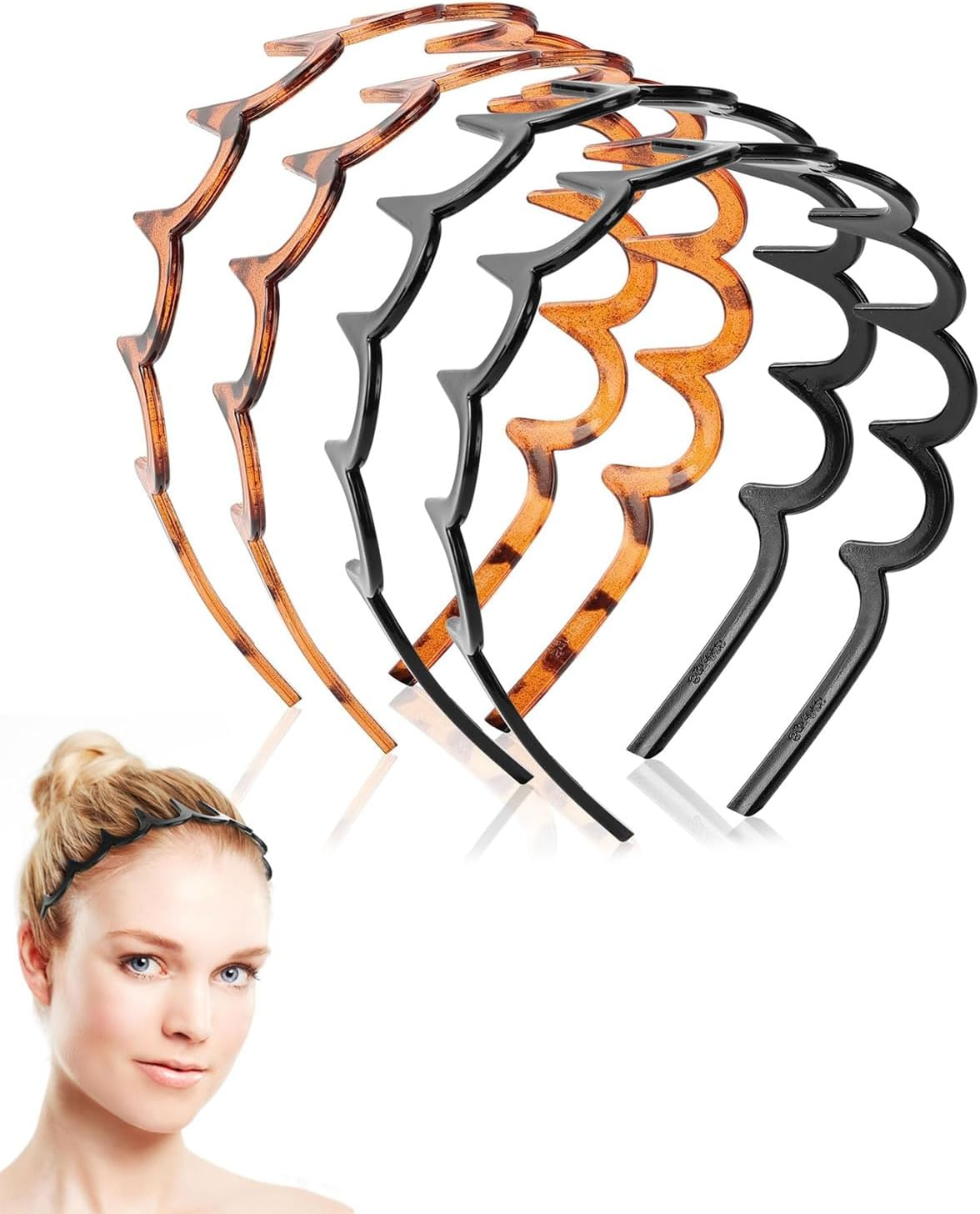 TPZORJX 4 Piece Serrated Headband Hair Net Hair Net for Sports Fitness Daily Use Women and Girls image number 4