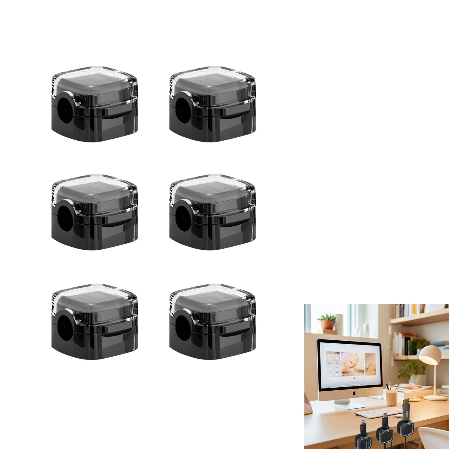 6 Pack Magnetic Cable Clips Adhesive Cord Organizer for Desk, Wall, and Car, Cable Management Holder for USB Chargers, Phone Wires, and More,Perfect for Home, Office, Kitchen, and Nightstand (Black) image number 2