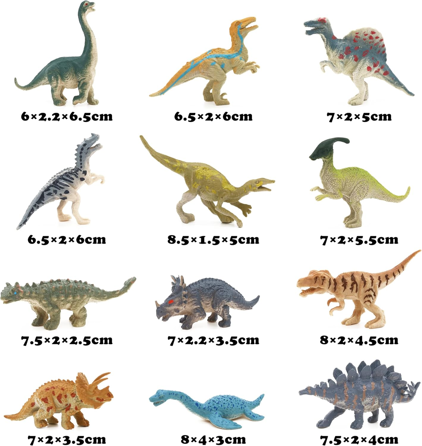 12PCS Mini Dinosaur Figures, Plastic Assorted Small Dinosaur Figurine, Dinosaur Cake Topper, Dino Toys Party Favors