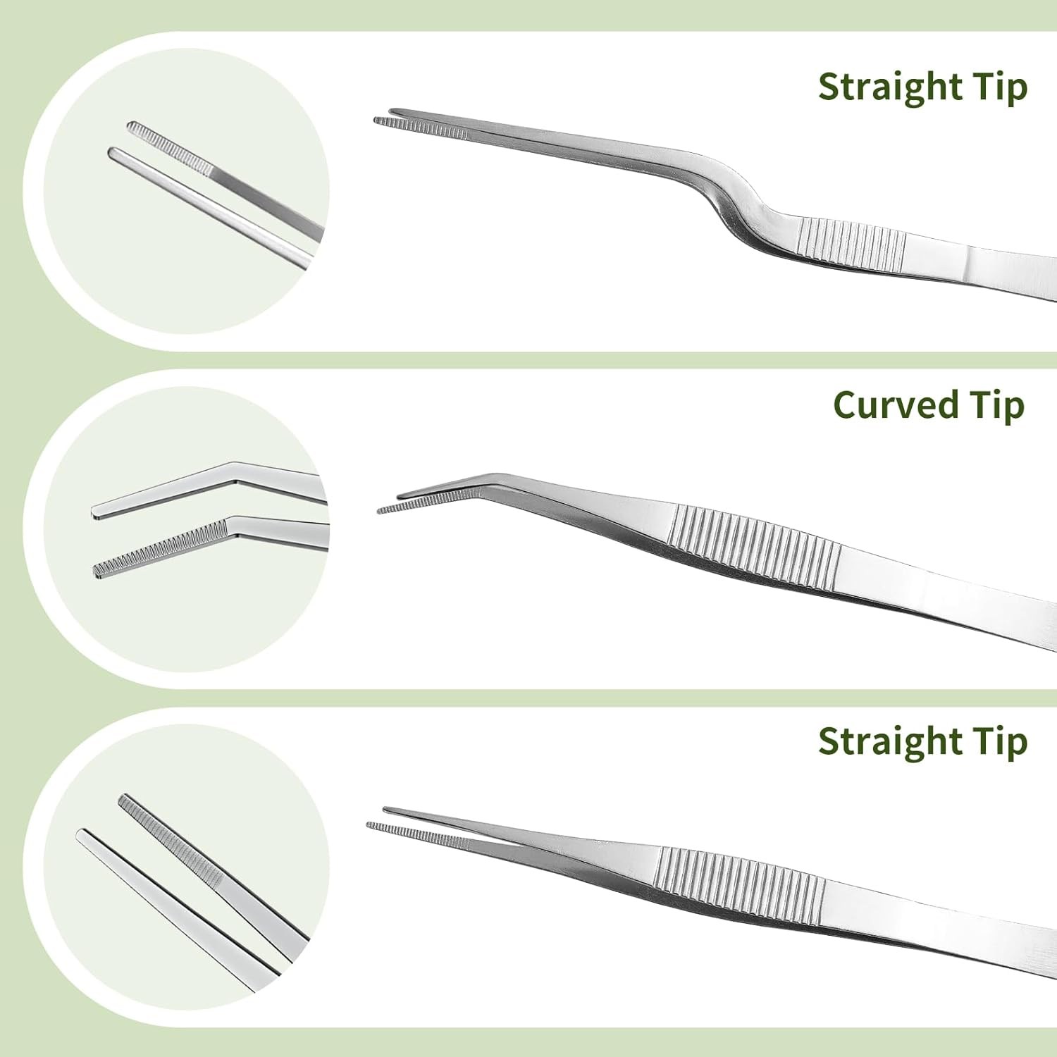 EXEXIUO 3Pcs Long Tweezers for Plants, Stainless Steel Needle Nose Tweezers Set for Succulent Gardening and Kitchen image number 3