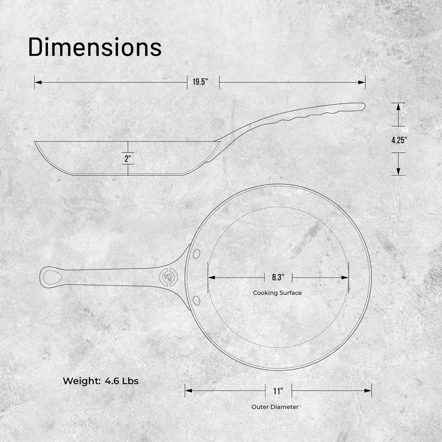 De Buyer Mineral B Pro Carbon Steel Fry Pan - 11&rdquo; Diameter, 8.3&rdquo; Cooking Surface - Ideal for Searing, Sauteing & Reheating - PFAS, PFOA & PFOS Free - Made in France image number 2