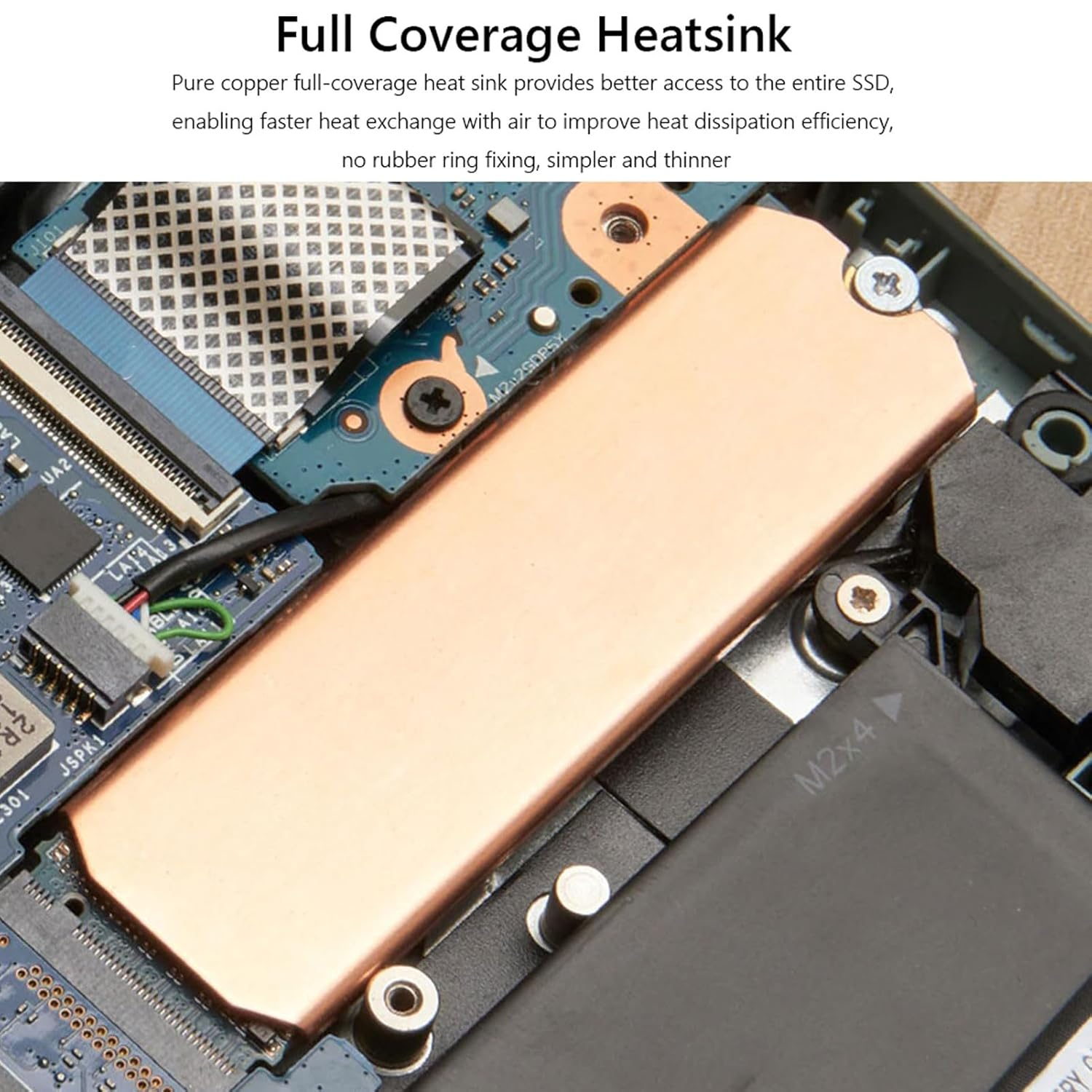 M.2 2280 SSD Copper Heat Sink, Stable Rustproof Hard Disk Heat Sink with Silicone Thermal Pad for M.2 2280 Nvme SSD, SSD Heatsink Thermal Pad image number 3