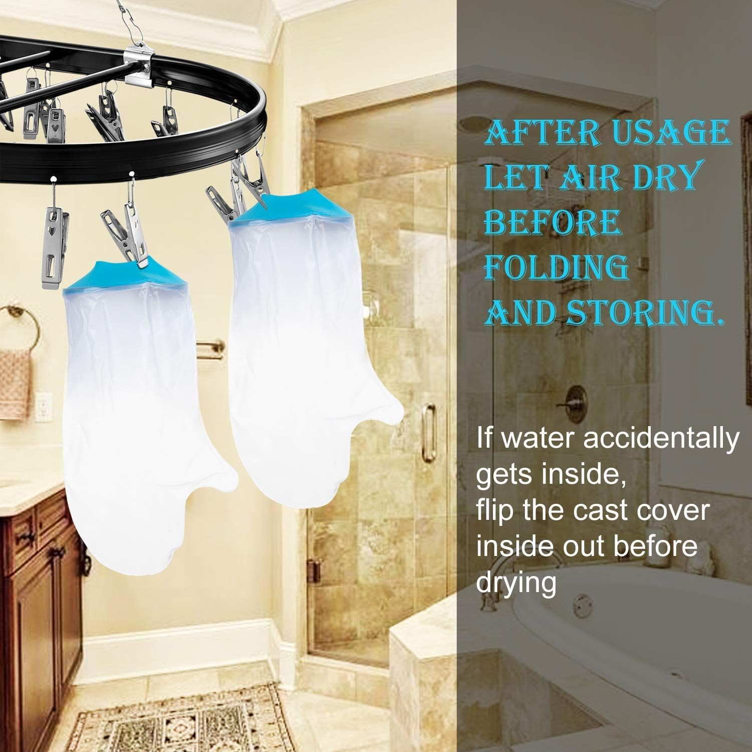 Waterproof Hand Cast Cover for Shower Bath, Adult Watertight Wrist Wound Protector Resuable Bandage Sleeve Bags for Broken Hand, Wrist, Fingers, Surgery, Burns (Blue, One Size) image number 4