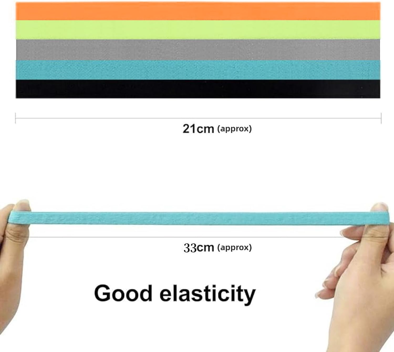 5Pcs Thin Elastic Headbands, Non-Slip Sport Hair Bands, Sports Stretchy Headband Workout Headbands for Women Colorful Elastic Sport Head Bands for Men(6 Colors) image number 2