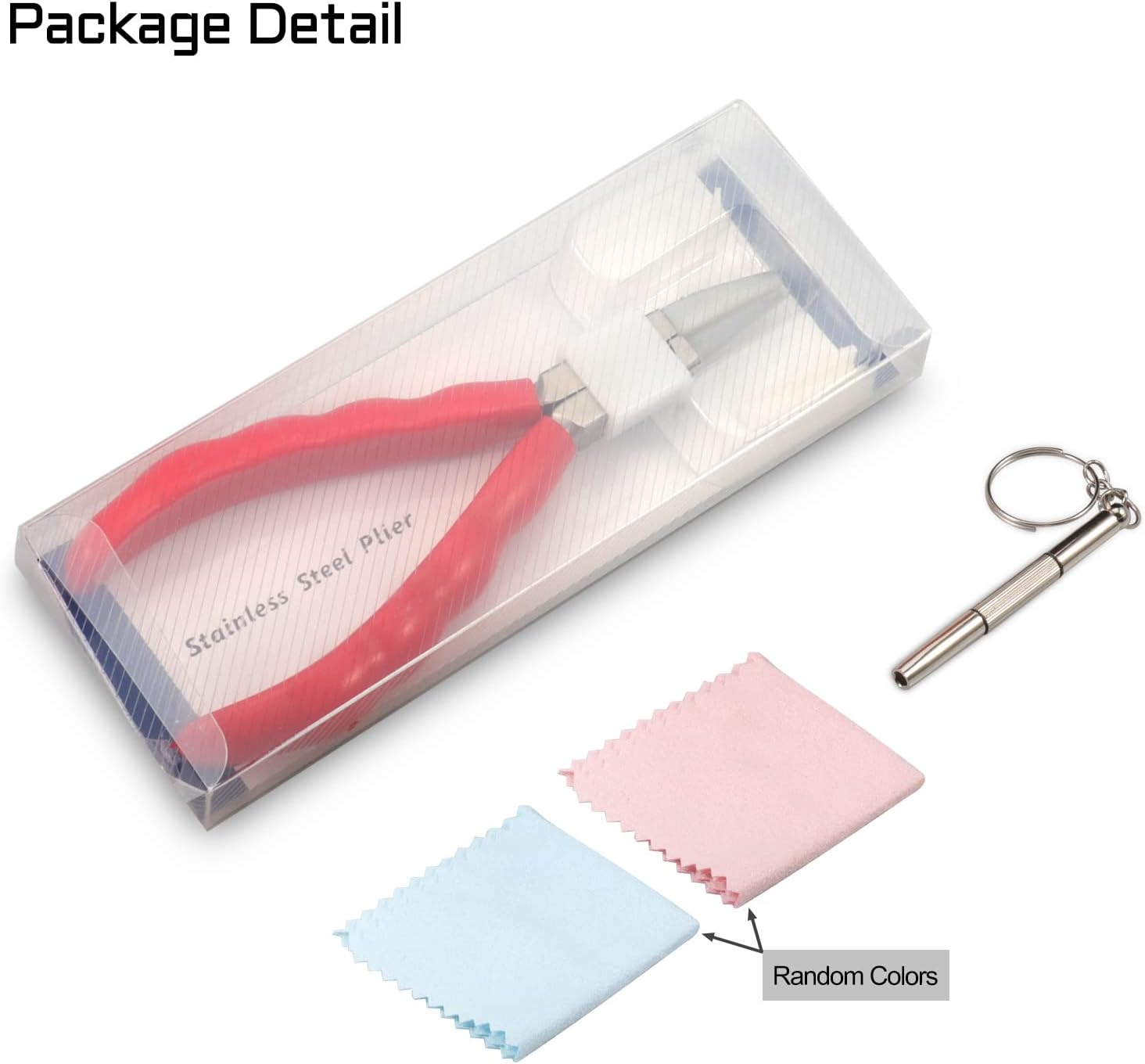 LEONTOOL 6 Inches Half round Pliers Nylon Jaw Eyeglasses Frame Repairing Plier Adjusting Eyeglass Arms Optical Hand Tool with Screwdriver and Glasses Cloth Random image number 4