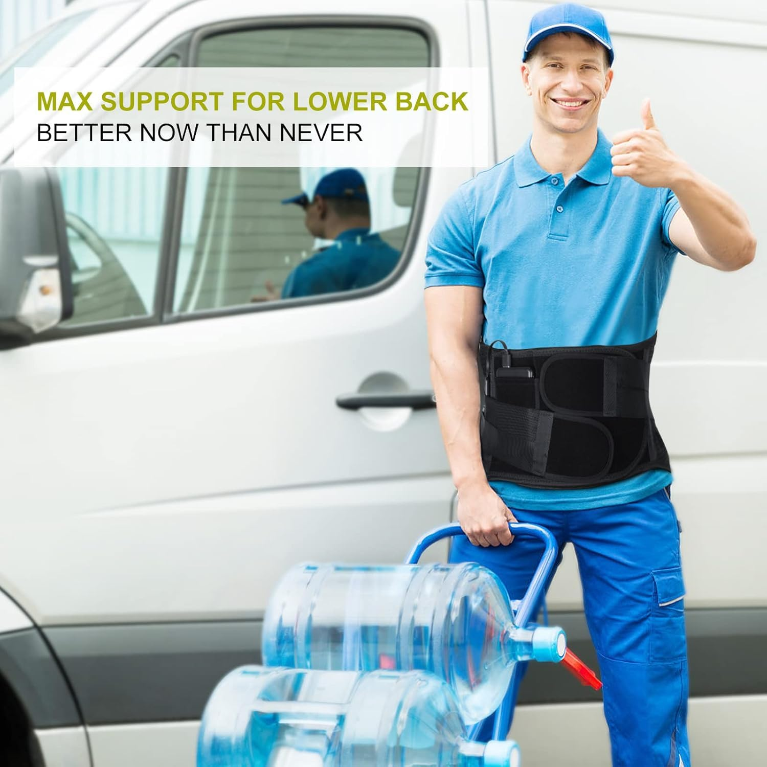 HONGJING Back Support Belt with Heat for Lower Back Pain Relief, Rechargeable Back Bace with 3 Temperature for Herniated Disc, Sciatica, Works for Men or Women (L) image number 6