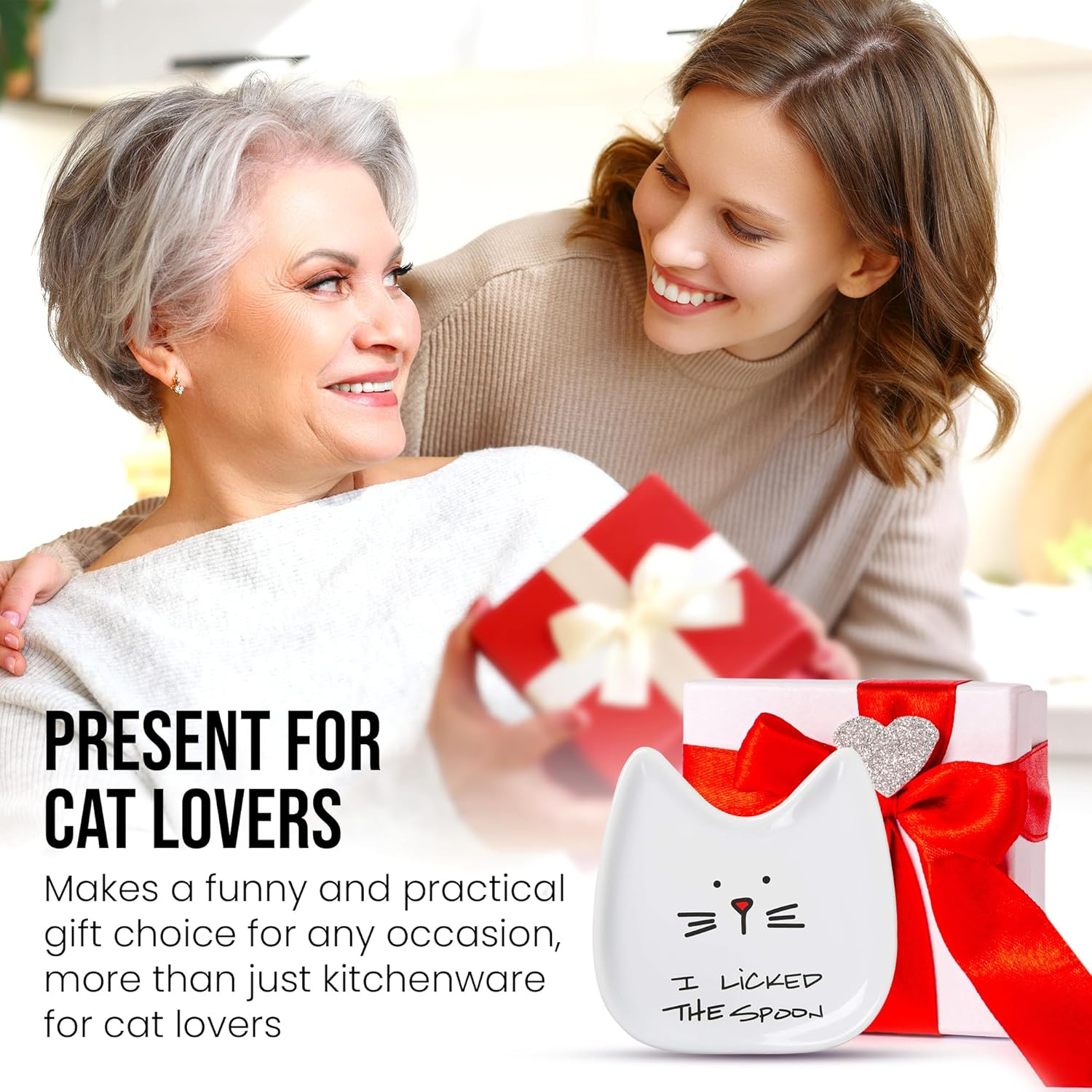 Pavilion Gift Company Blobby Cat, Cat Spoon Rest I Licked the Spoon, 5", White image number 1