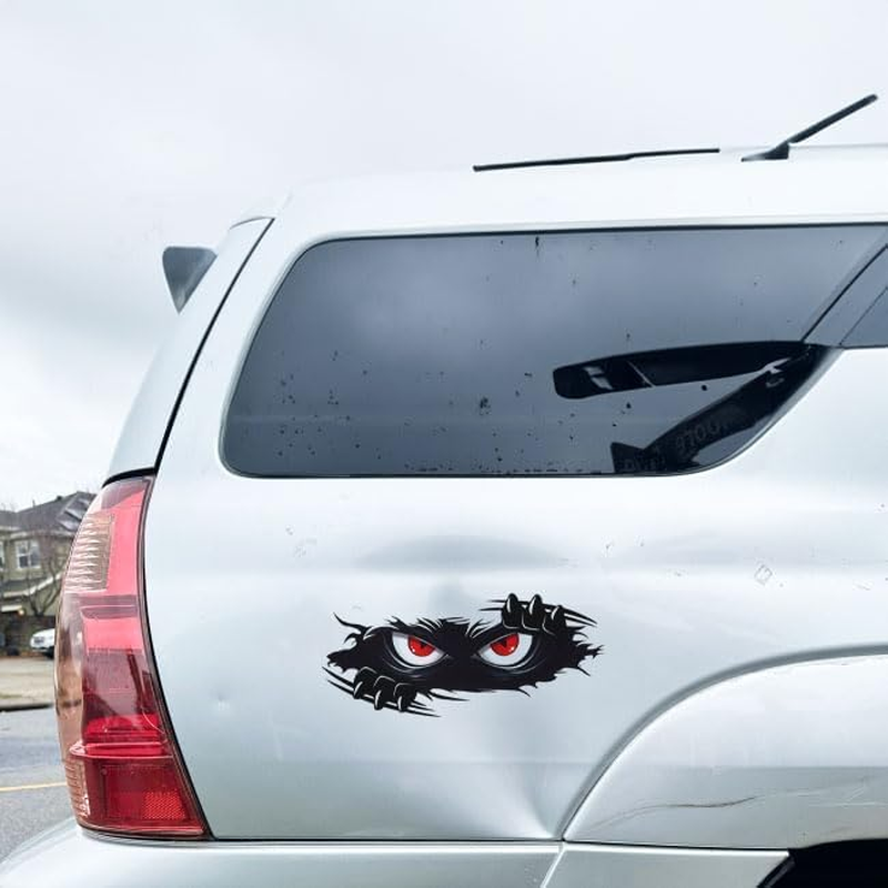 Car Decal - Peeking Monster Angry Eyes Car Decals,Funny Monster Stickers for Cars, Trucks, Dents & Sports Cars, Large Black Vinyl Bumper Stickers and Decals (10X4 Inches) 3PCS (Style 1) image number 5