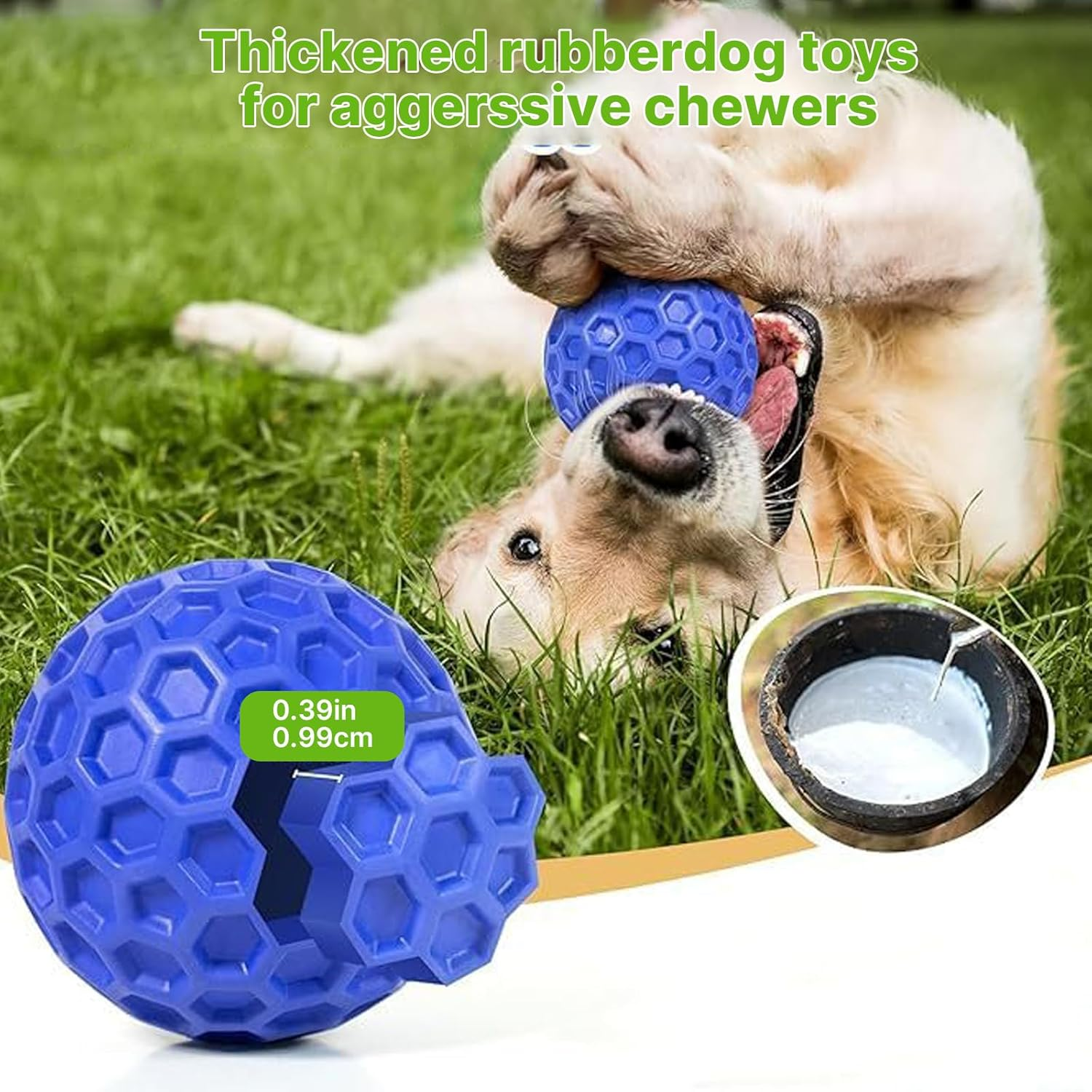 Velmoriah 2 PCS Indestructible Squeaky Dog Balls, Dog Chew Toys for Aggressive Chewers, Natural Rubber Interactive Dog Ball Toy for Large Dogs image number 2