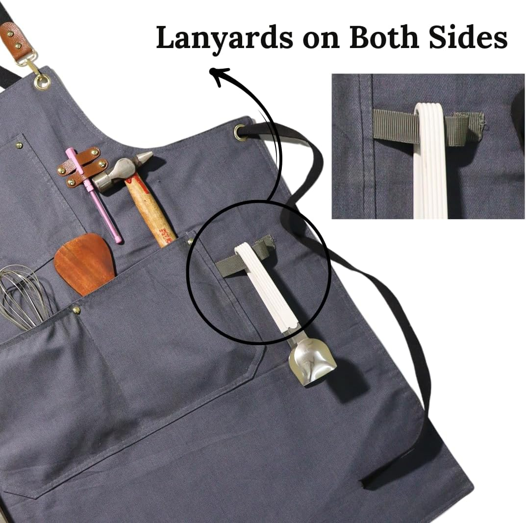 Heavy Duty Cotton Apron for Men & Women| Suitable for Home Kitchen | Triple Layer Waterproof Apron | Adjustable Strap for Chefs, Painters and Many More image number 6