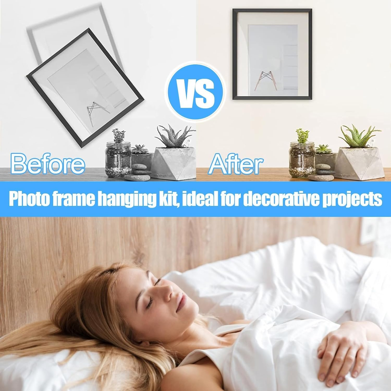 Picture Hangers, 100 Pieces Picture Hanging Kit Including 30Lb and 50Lb Picture Hanging Hooks, Picture Hooks with Nails for Picture Frames, Hanging Pictures, Clocks on Drywall and Wood Walls (Black) image number 4