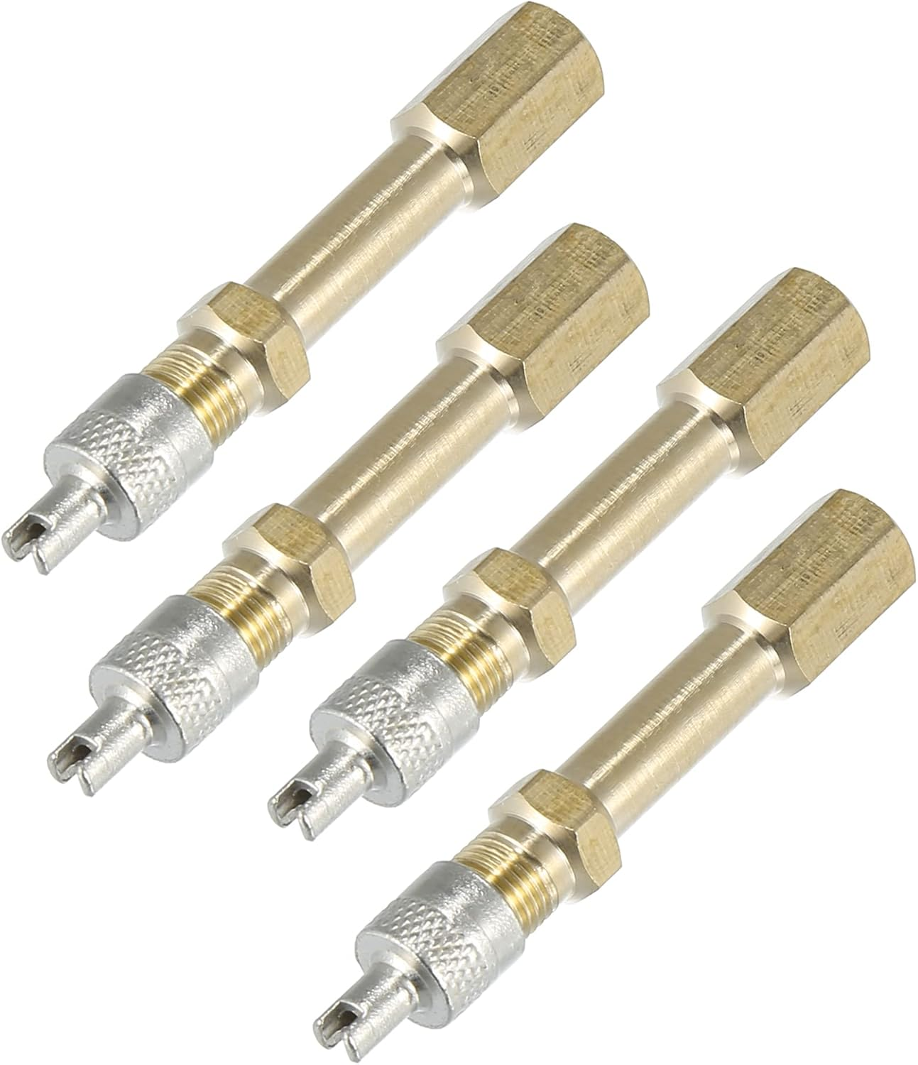 X AUTOHAUX 4Pcs 50Mm/1.97" Long Brass Auto Tire Valve Extension Adaptor Air Tyre Stem Extender Inflation Stright Bore for Car Truck Motorcycle Bike Mower Scooter image number 2