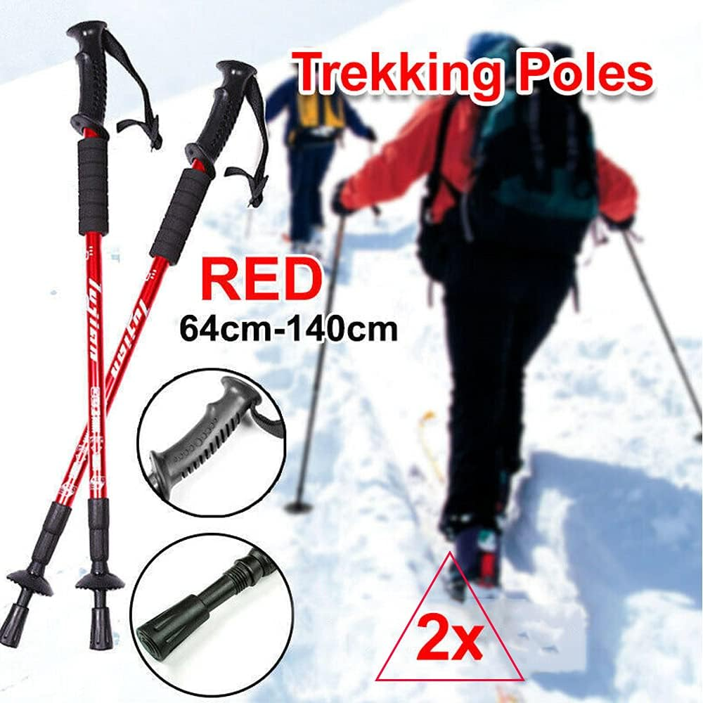2X Lightweight Hiking Trekking Poles Walking Stick anti Shock Adjustable