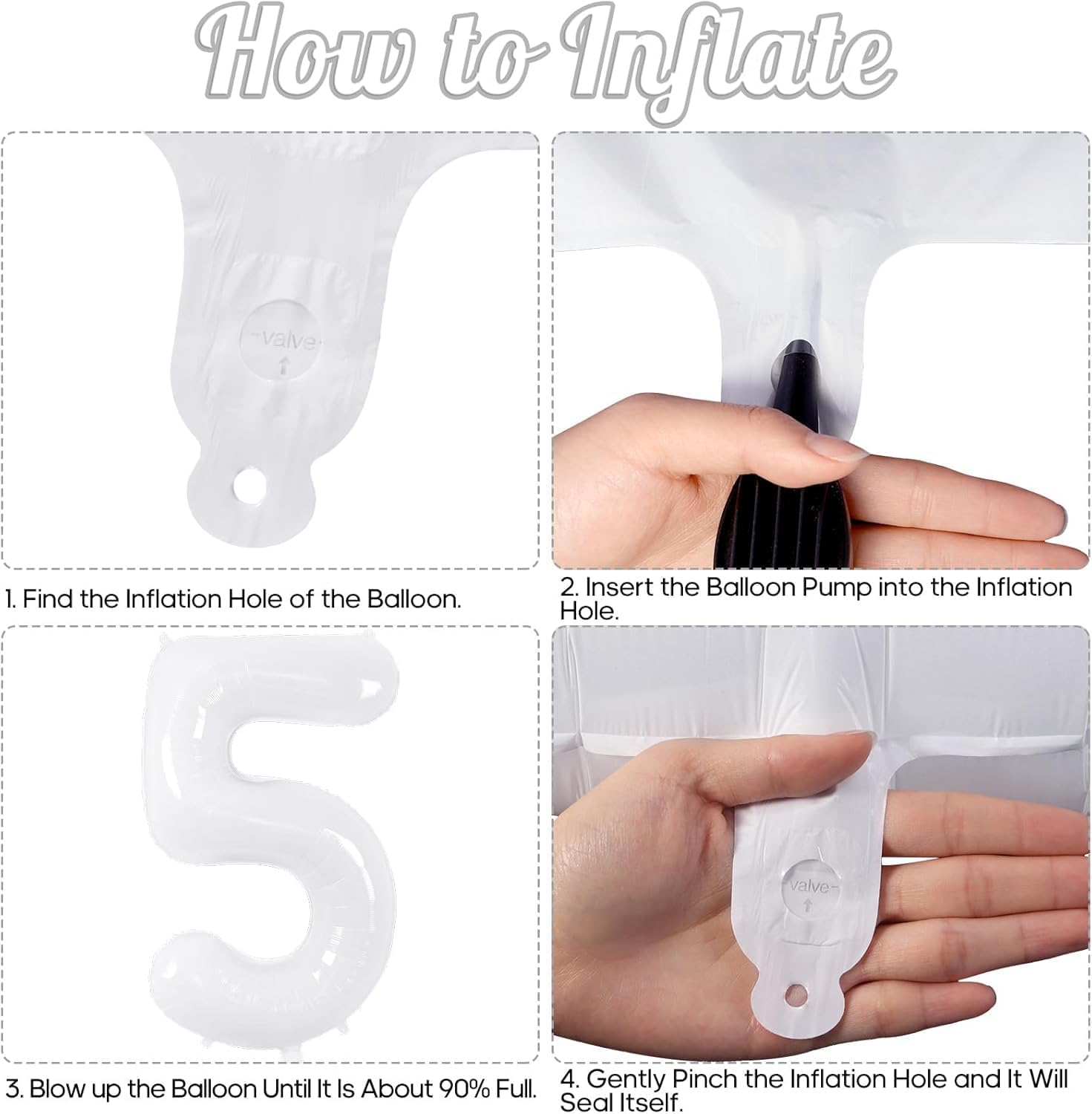 40 Inch Big Number White 5 Foil Balloon for Birthday Anniversary Graduation New Year Party Decoration image number 6