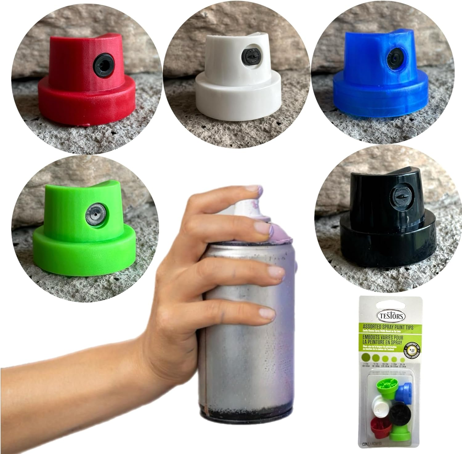 6Pc (1 Pk) Replacement Female Spray Paint Caps Variety Pack Aerosol Spray Can Cap Tips Nozzles DIY Home Improvement Projects Pro Tagger Artists Art Street Art Tips - Made in USA image number 3