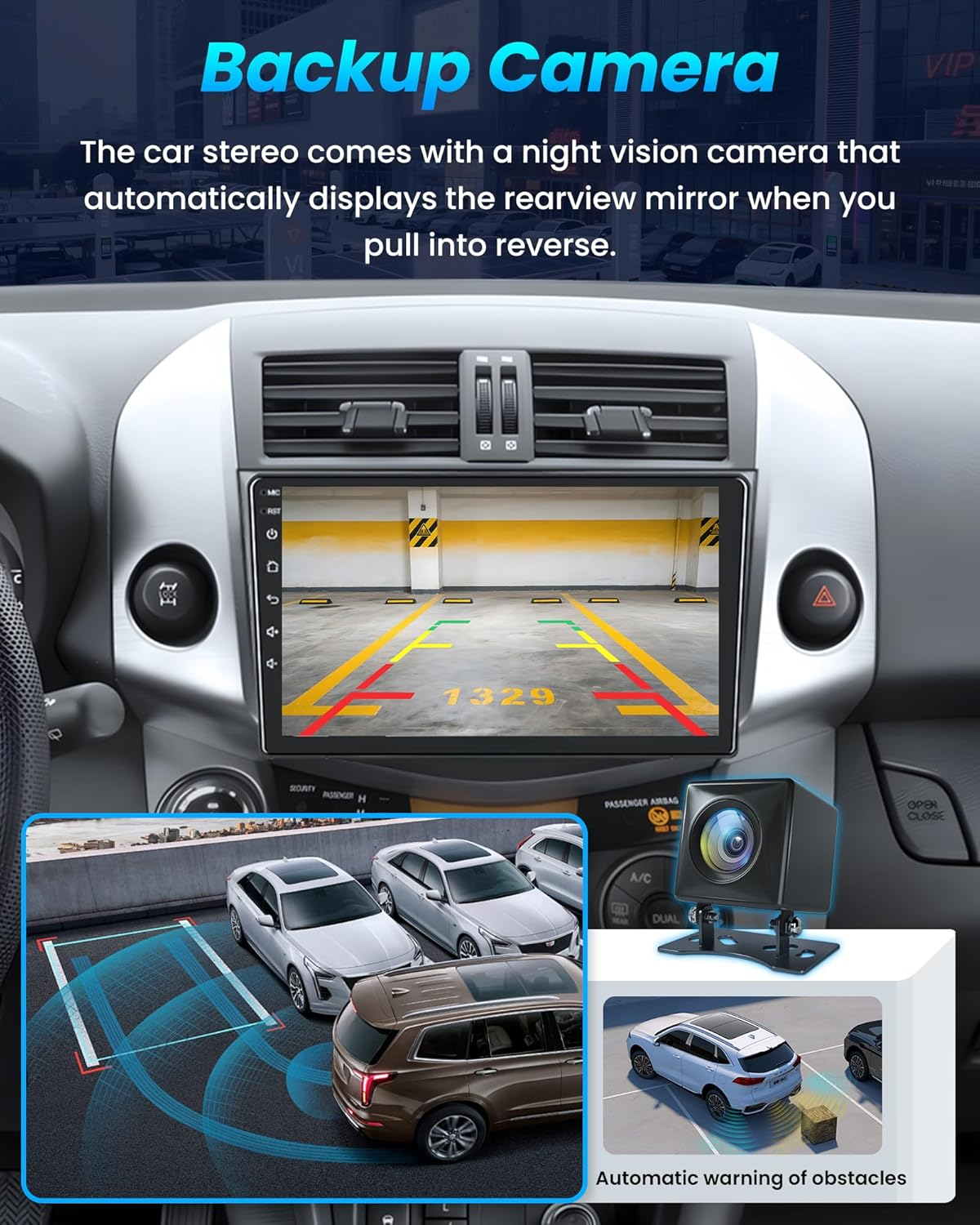 Car Radio for Toyota RAV4 2007-2012: [2G+64G] 9 Inch 1280 * 800 Touchscreen Stereo Replacement with Wireless Carplay Android Auto, Built-In Bluetooth, GPS, Wifi, FM, SWC, Mirror Link Backup Camera