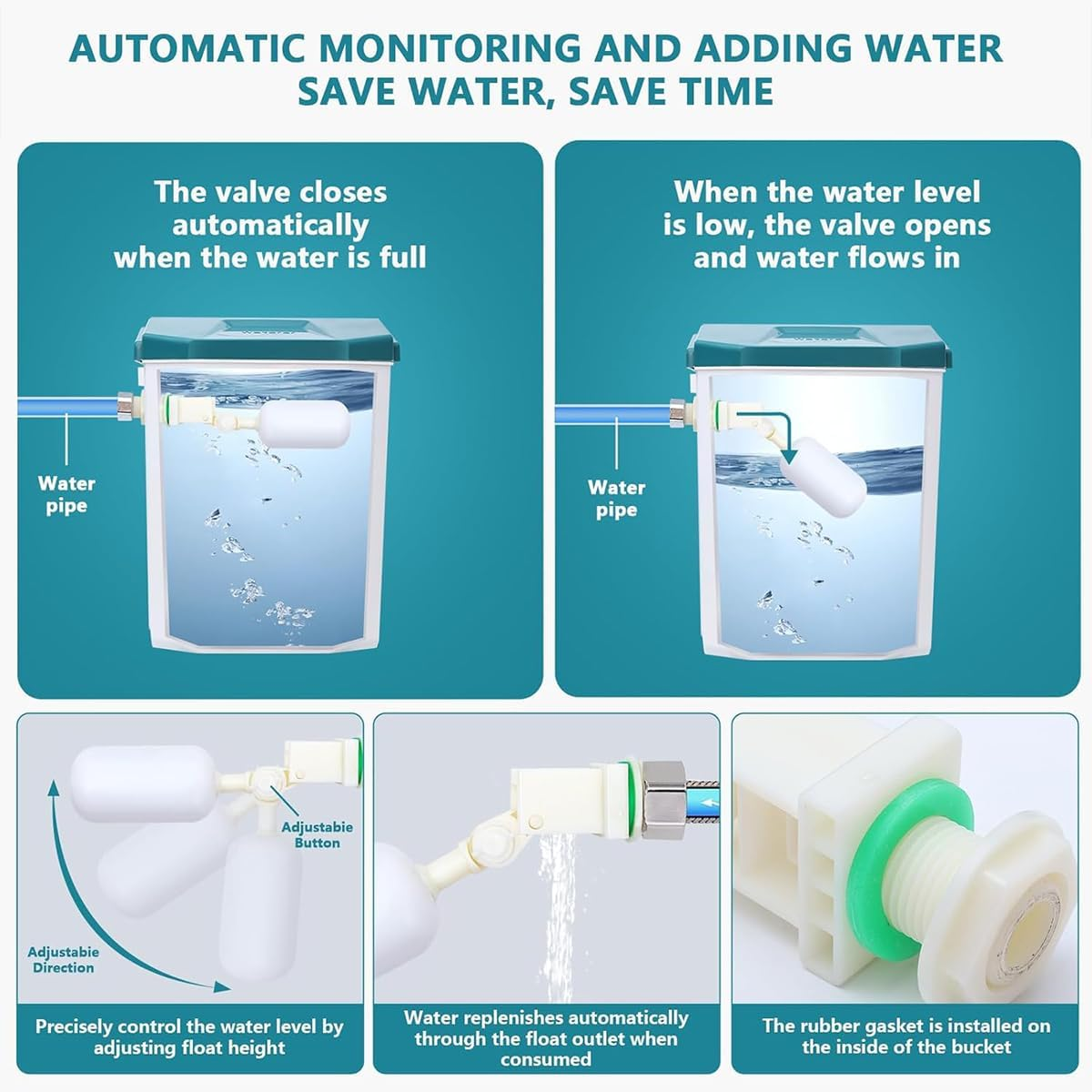 CLOUDSEASON Chicken Waterer Float Controlled for Continuous Water Large Capacity 12KG Auto Chicken Feeder and 11L Poultry Waterer with 145Cm Water Hose (One End 2Cm) image number 5