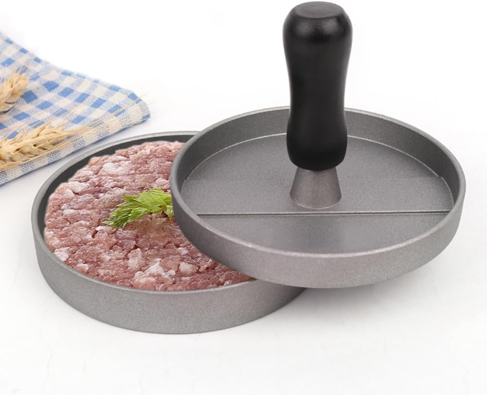 Burger Press with 100PCS Wax Papers Set Non-Stick Patty Maker Hamburger Press Mold Aluminum for BBQ Grill image number 2