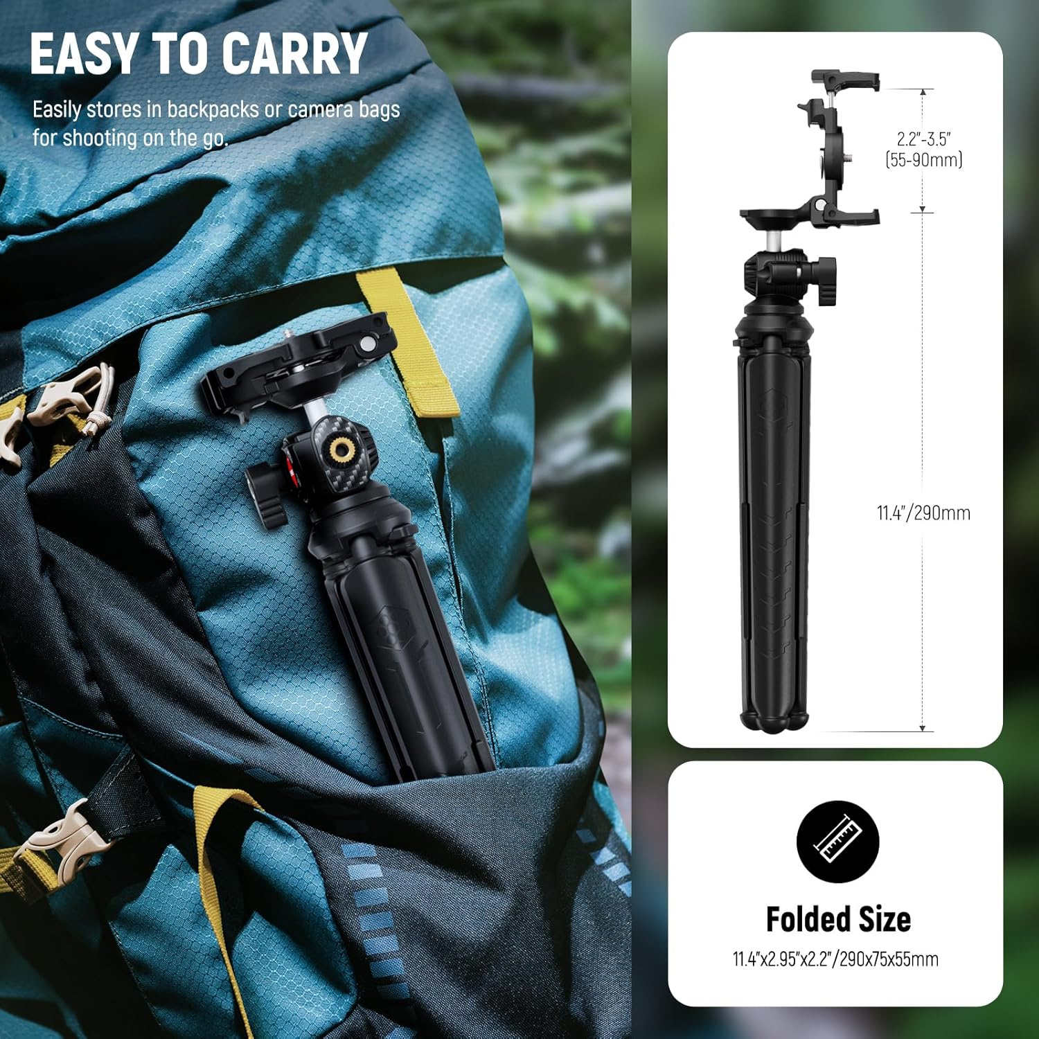 NEEWER Flexible Tripod with Remote,Mini Phone Tripod Stand Vlog Selfie Stick with Hidden Phone Holder & Action Camera Adapter Universal Compatible with Iphone Gopro Hero13 12 11 10 Samsung Camera,Tp35 image number 4