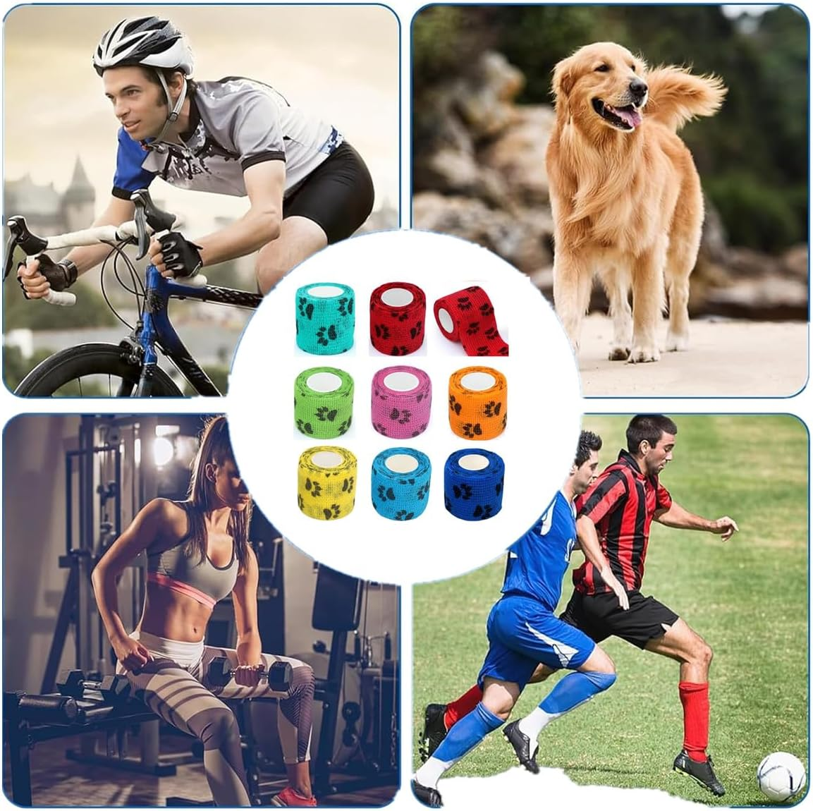 Pet Self Adhesive Bandage, 8 Rolls Self Adhering Bandage，Pet Tape Non-Woven Cohesive Gauze Rolls for Dog Cat Animals, First Aid Wrap for Wrist Healing Ankle Sprain & Swelling image number 5