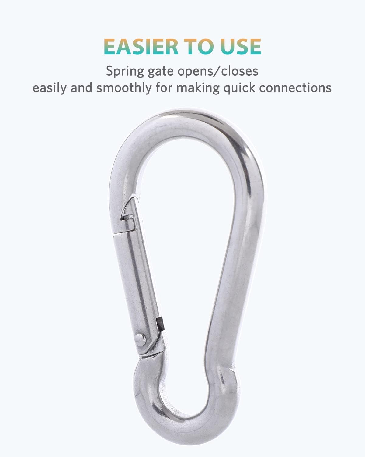 316 Stainless Steel Carabiner Clips - Heavy Duty Hooks, Keychain, Multi-Purpose Spring Snap Hook for Dog Leash, Outdoor Camping, Swing, Hammock image number 1