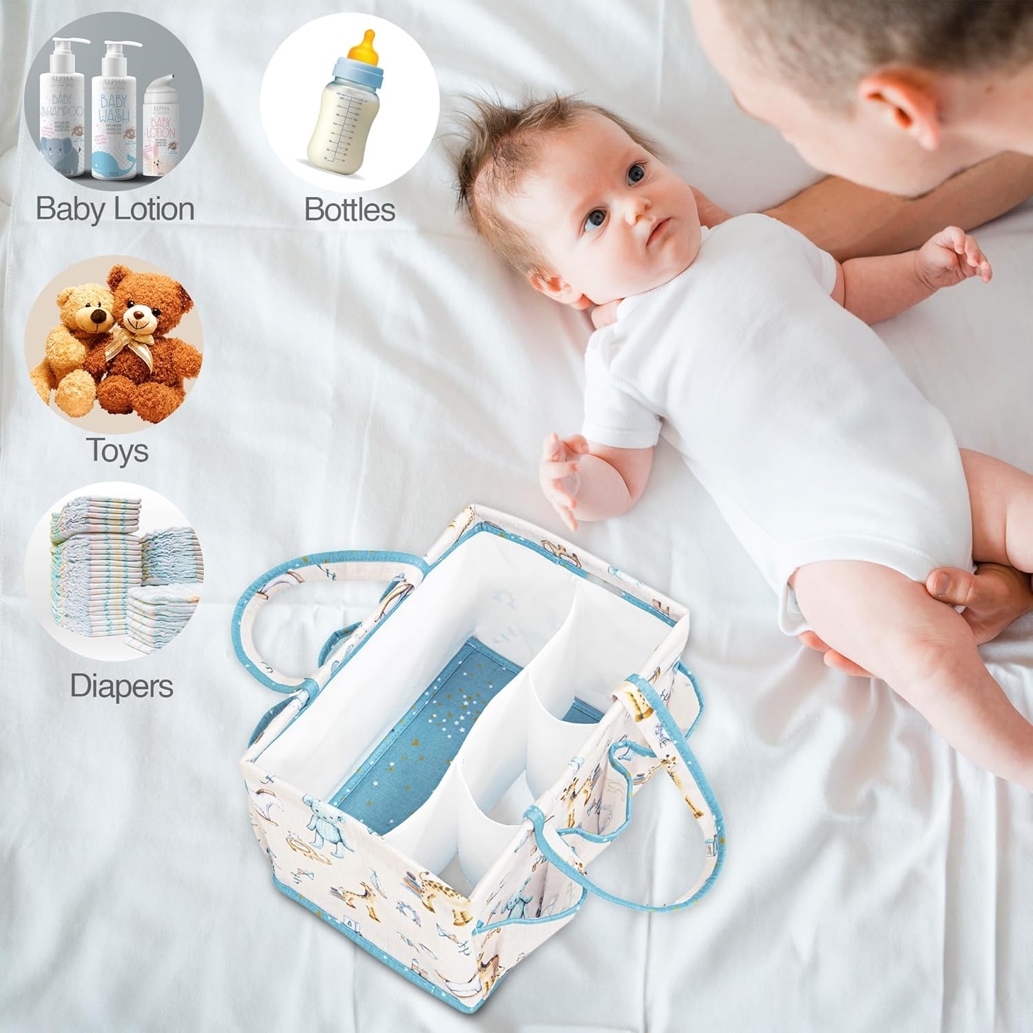 Baby Caddy Diaper Bag - Multi-Function Travel Changing Bag for Baby Care, Large Capacity, Stylish and Durable (Blue) image number 3