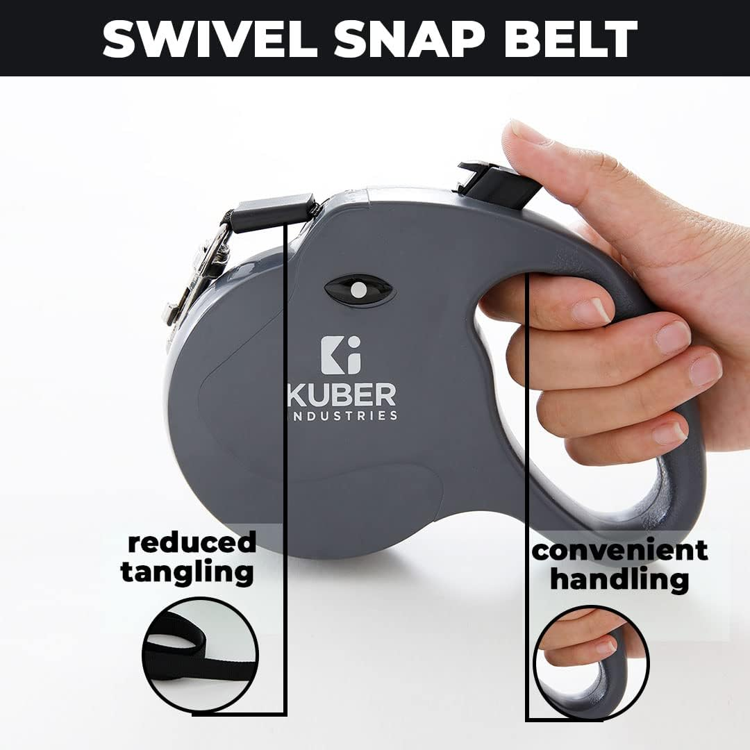 Kuber Industries Automatic Retractable Dog Leash with Anti-Slip Handle, One-Handed Brake- Grey image number 5
