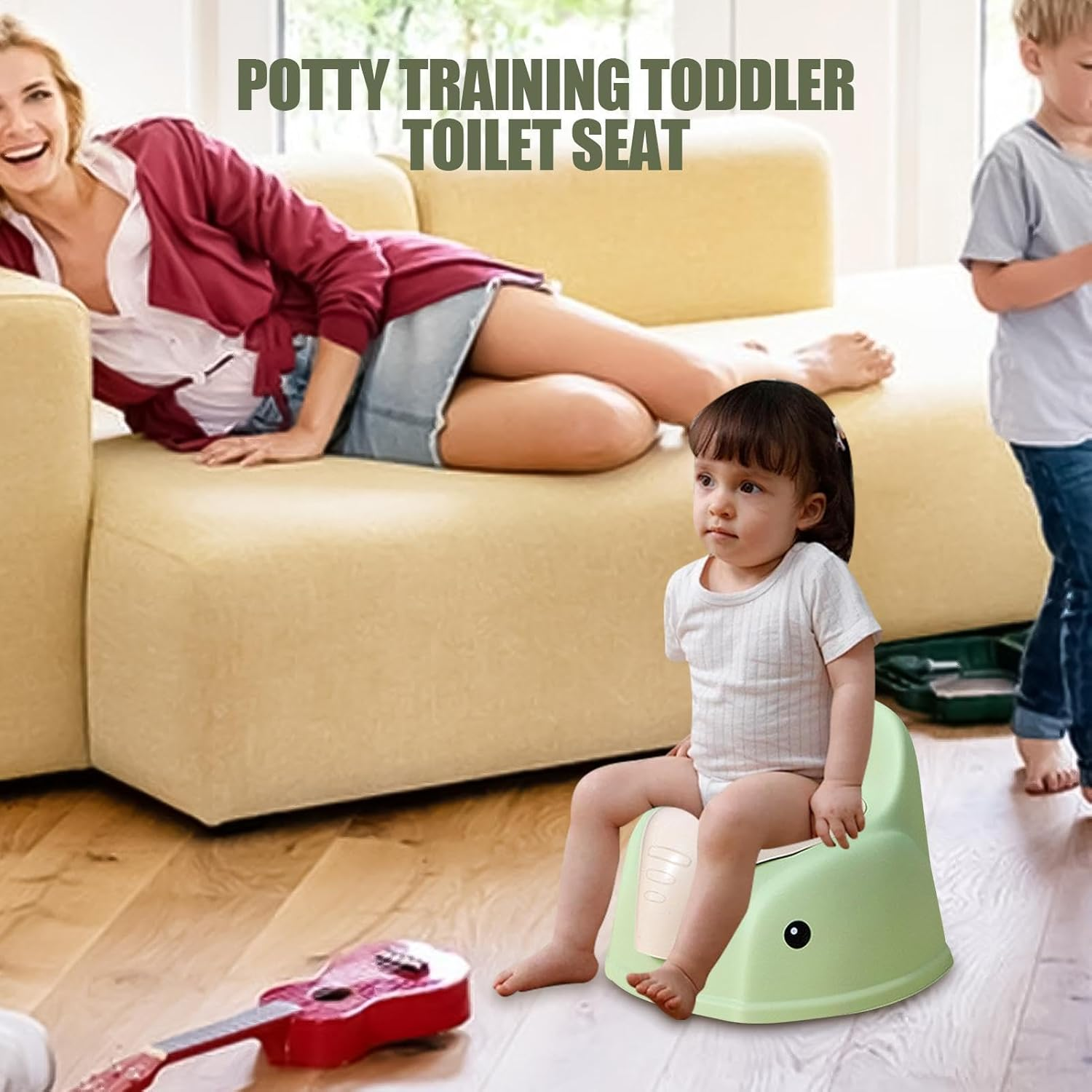 Potty Training Toddler Toilet Seat, Baby Potty with Splash Guard, Travel Potty Training Toilet for Children, Infant Potties Training Chair for Indoor Home and Outdoor image number 6