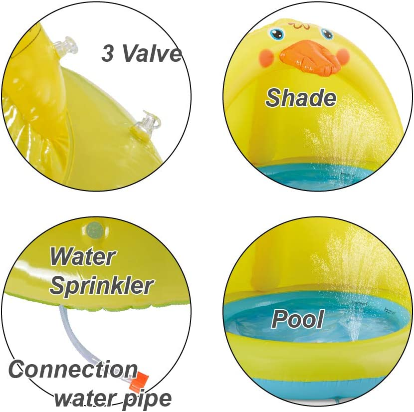 Shade Baby Pool, Sprinkle and Splash Play Pool, Outdoor Duck Bathtub of 39 Inches image number 3