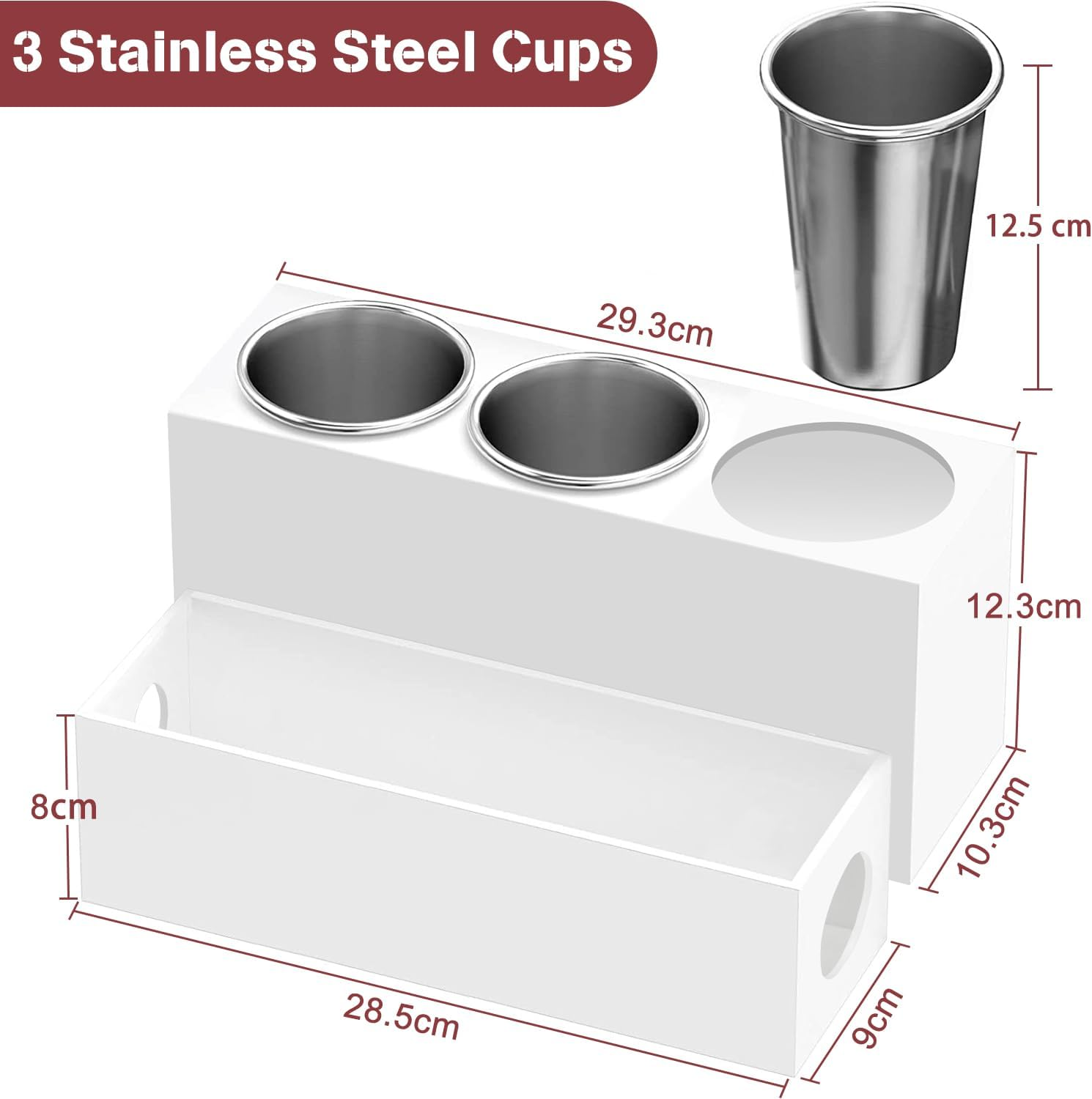 Hair Tool Organizer Acrylic Hair Dryer Bathroom Countertop Blow Dryer Holder Bathroom Trays Holders Organizers Vanity Caddy Storage for Makeup Toiletries White image number 6