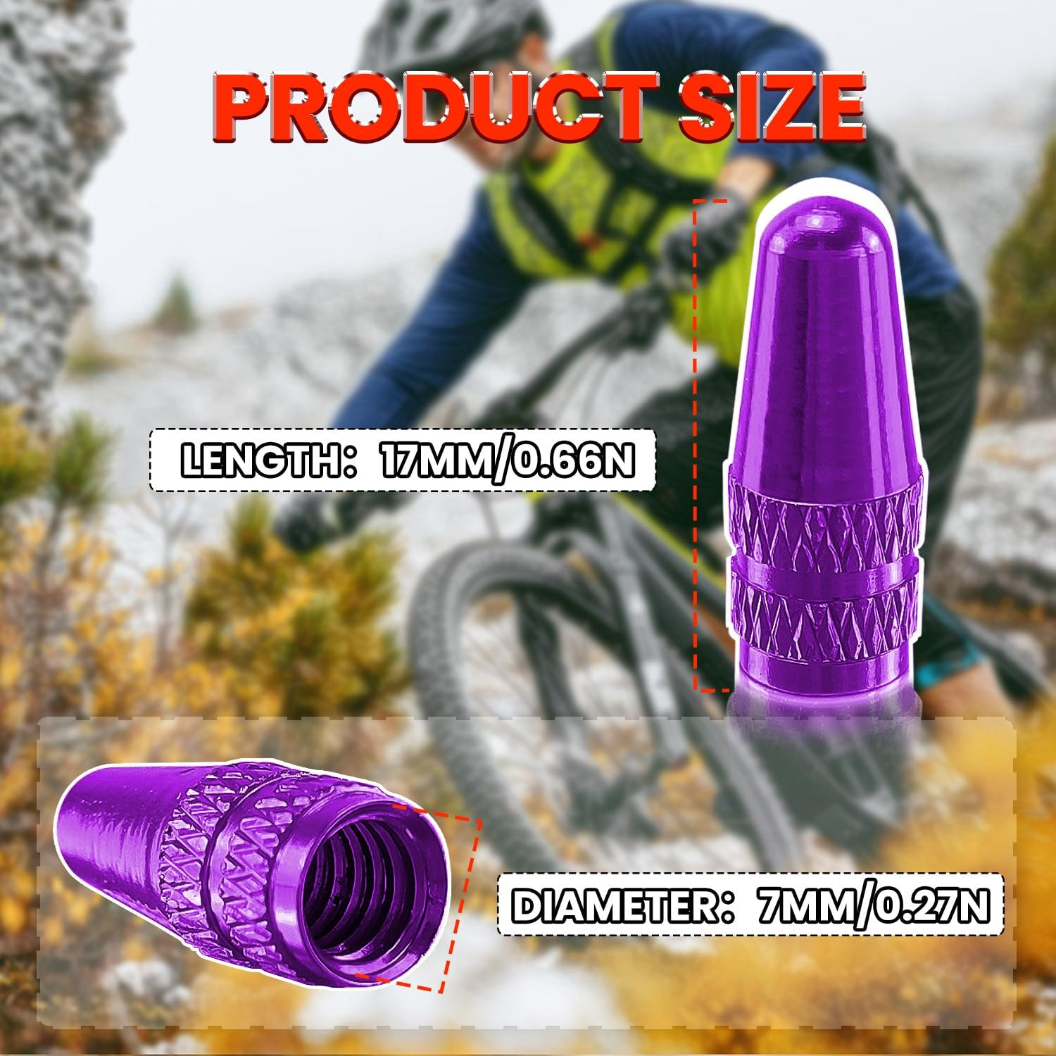 WALWAL Presta French Valve Caps, Anodized Aluminum - Compatible for Mountain Bike, Road Bike, Bicycle(Purple,4Pcs)