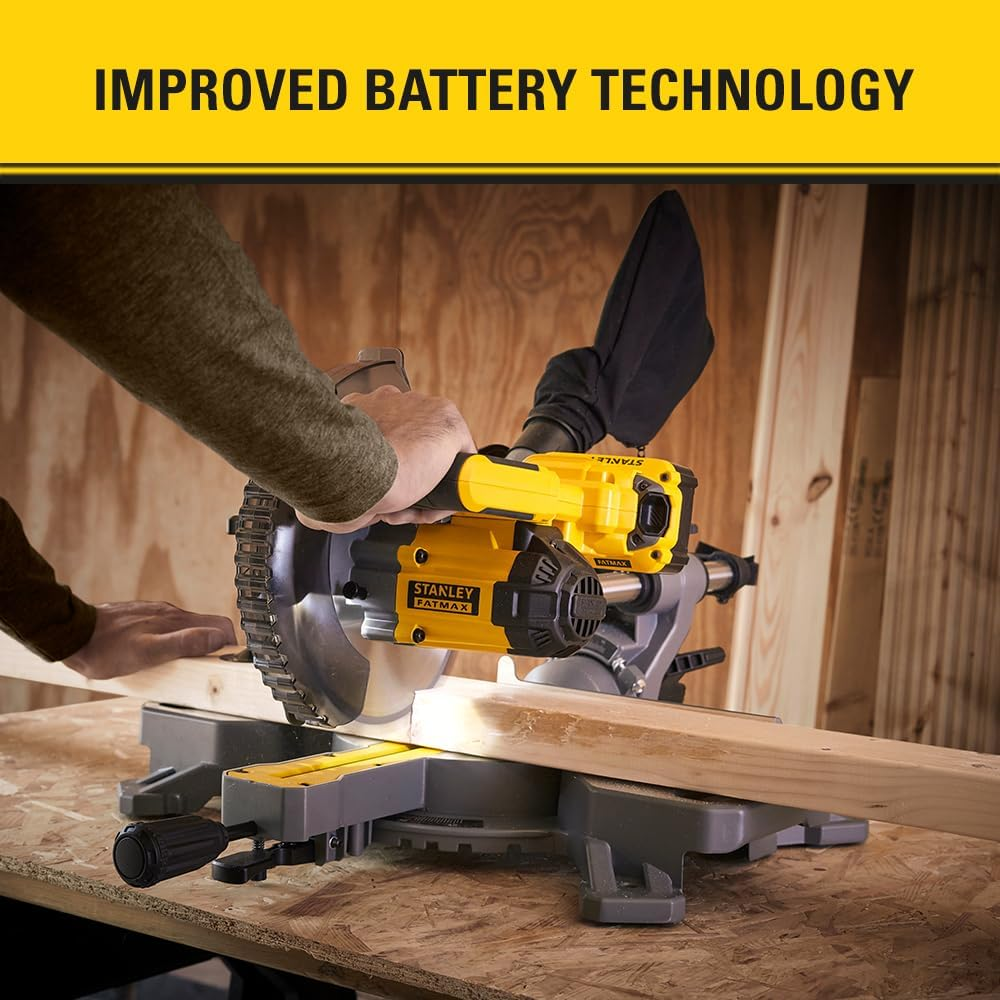STANLEY FATMAX V20 | 18V 190Mm Mitre Saw Kit 2X4.0Ah - up to 3,800 RPM, Sliding Saw Head, Vacuum Connection, Ideal For: 90˚ Cross Cuts, Mitre Cuts, 0˚-45˚ Bevel Cuts and Compound Cuts image number 6