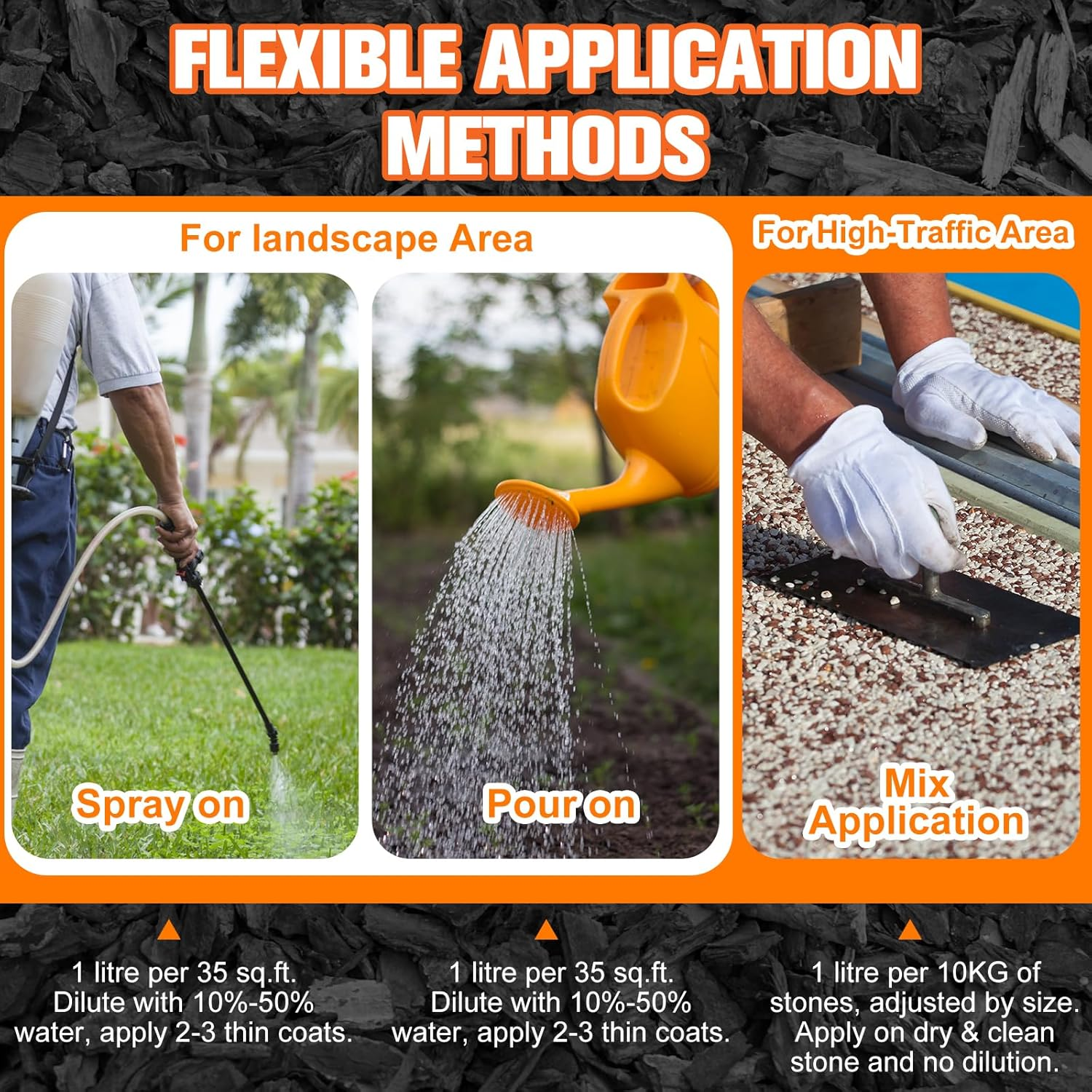 Teexpert Mulch Glue - 0.5Gallon/64Oz for Landscaping, High Strength Landscape Adhesive, Gravel Stabilizer, Binder for Gravel, Mulch & Bark image number 3