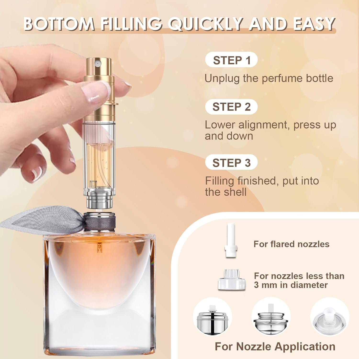 JOOMOKO Perfume Atomiser, 5Ml Perfume Travel Bottle, Refillable Perfume Bottle Portable Perfume Spray Bottle Perfume Dispenser Perfume Refill Bottle for Travel Accessories Women Men（Black＆Silver） - Pink image number 7