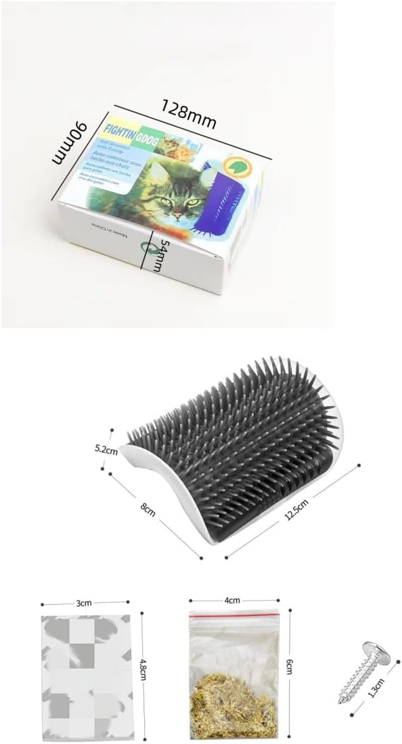 Lijuanwang Cat Brush, 2 Pieces Cat Brush Wall Corner, Cat Brush Cat Self Groomer, Wall Corner Massage Comb, Massage Brush with Packs Screws for Itching Massage (Grey)