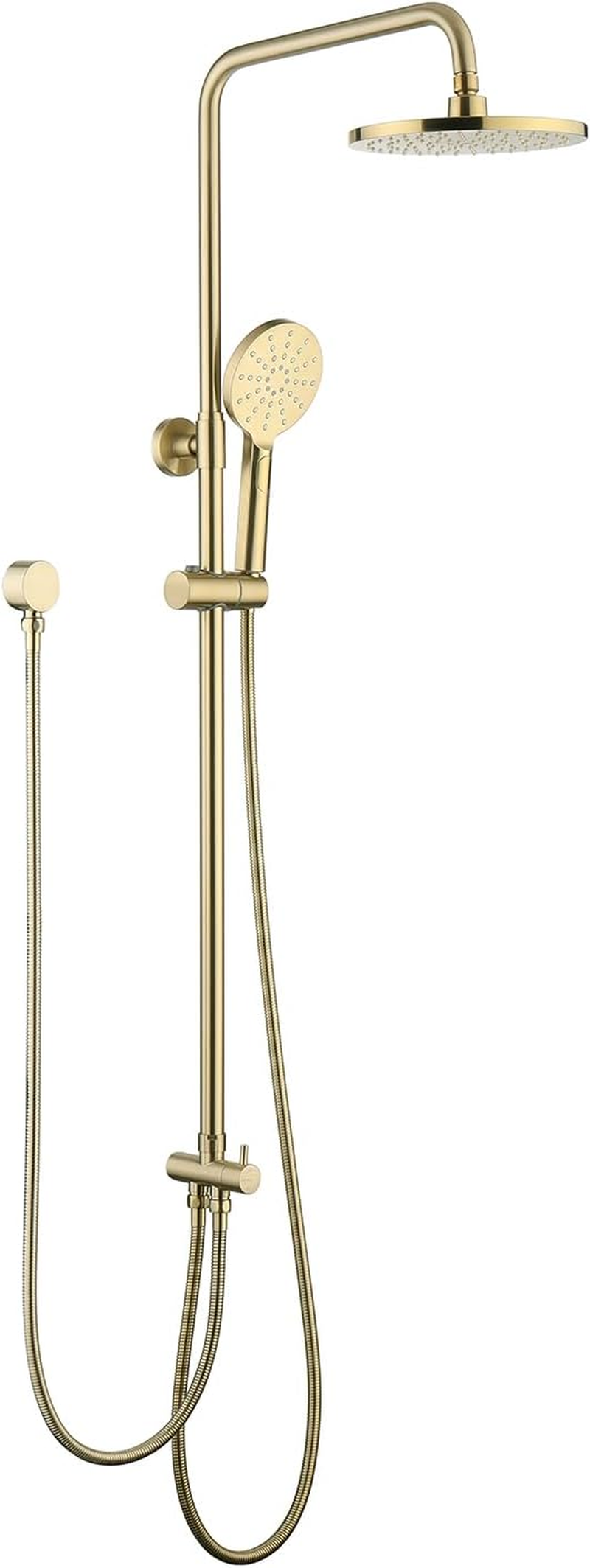 Decaura WELS Twin Hose Shower System 9" Rain Shower Head Set Sliding Rail 3-Mode Handheld Shower Head 2 in 1 Set (Round Head Chrome)