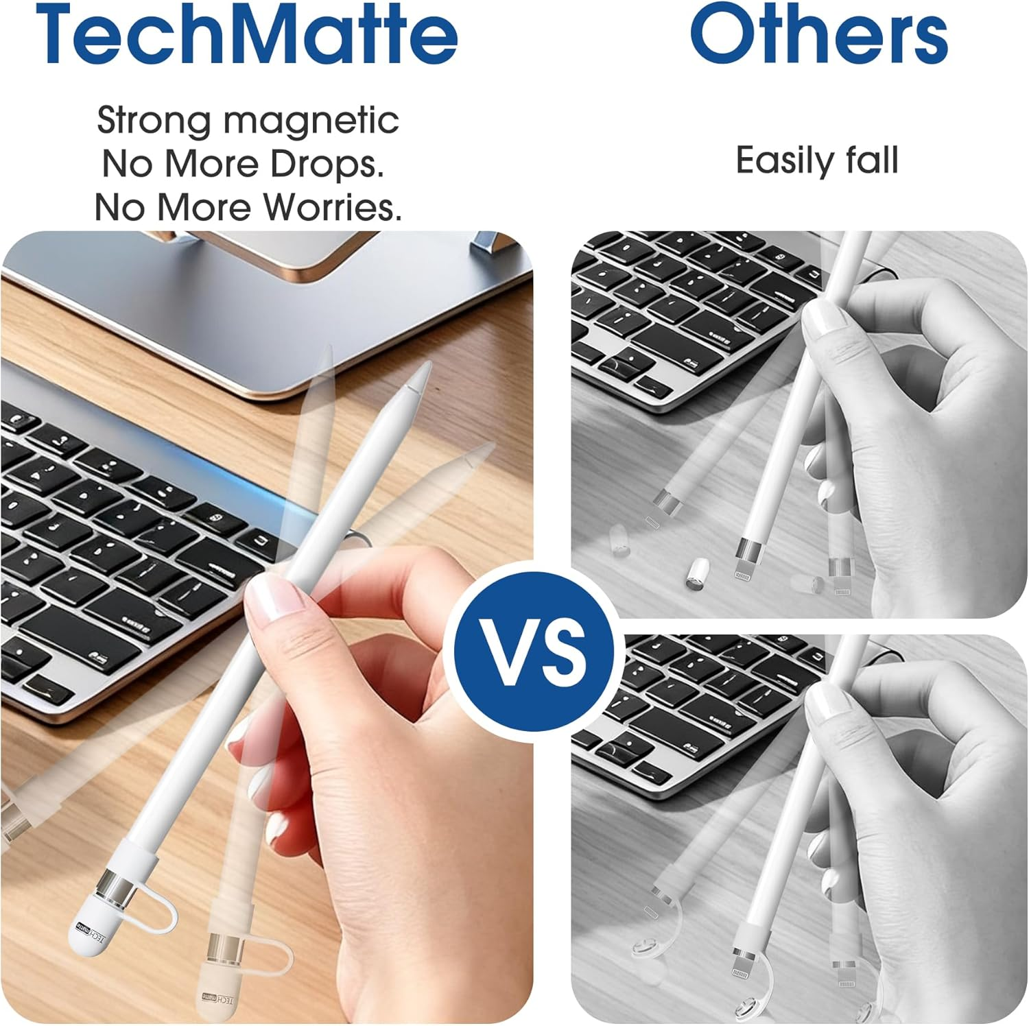Techmatte Magnetic Replacement Cap Compatible with Apple Pencil (With Cap Holder) (Updated Version) image number 1