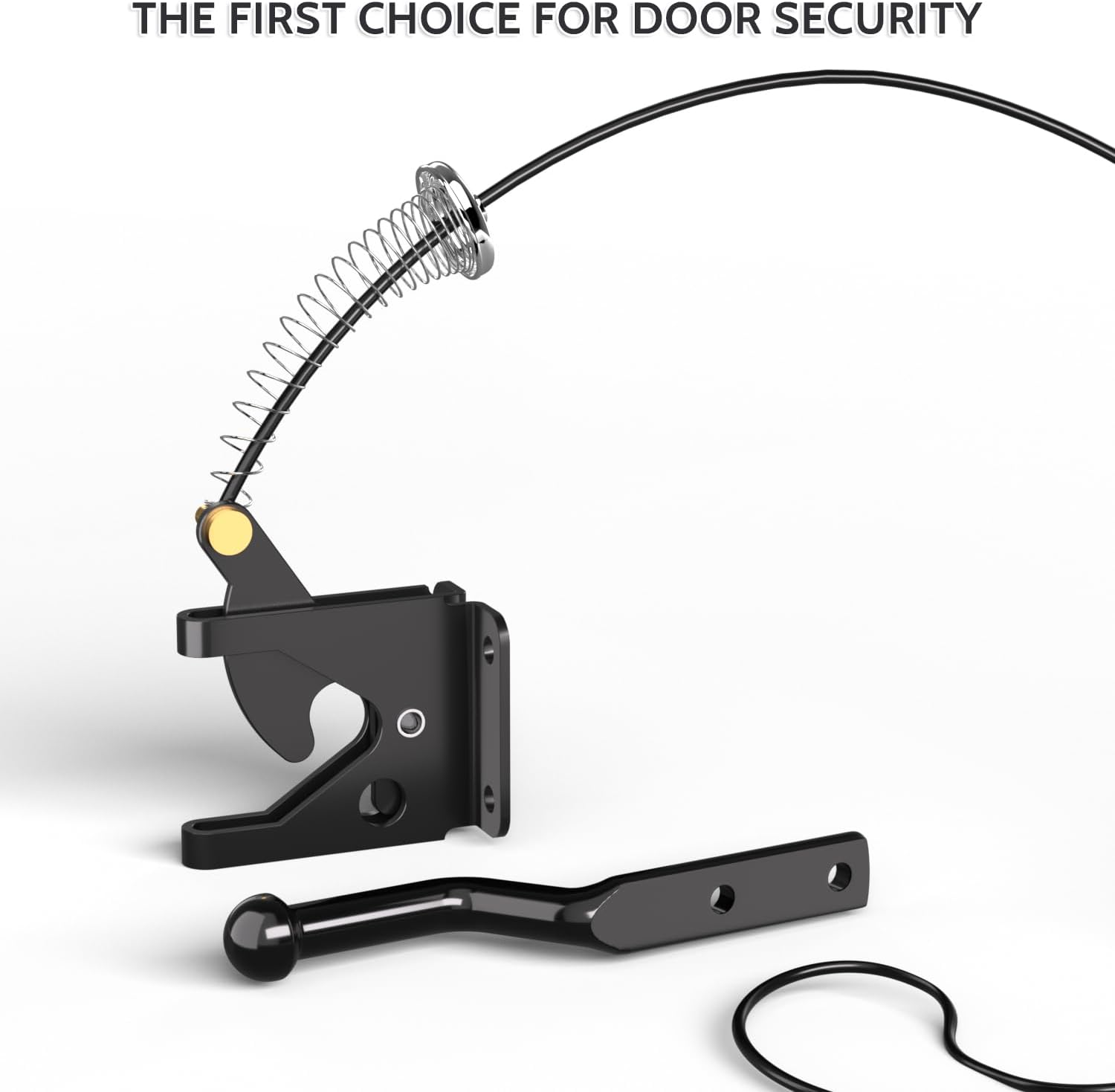 Gate Latch with Spring Cable Pull for Fence Gate - Carbon Steel - Black image number 1