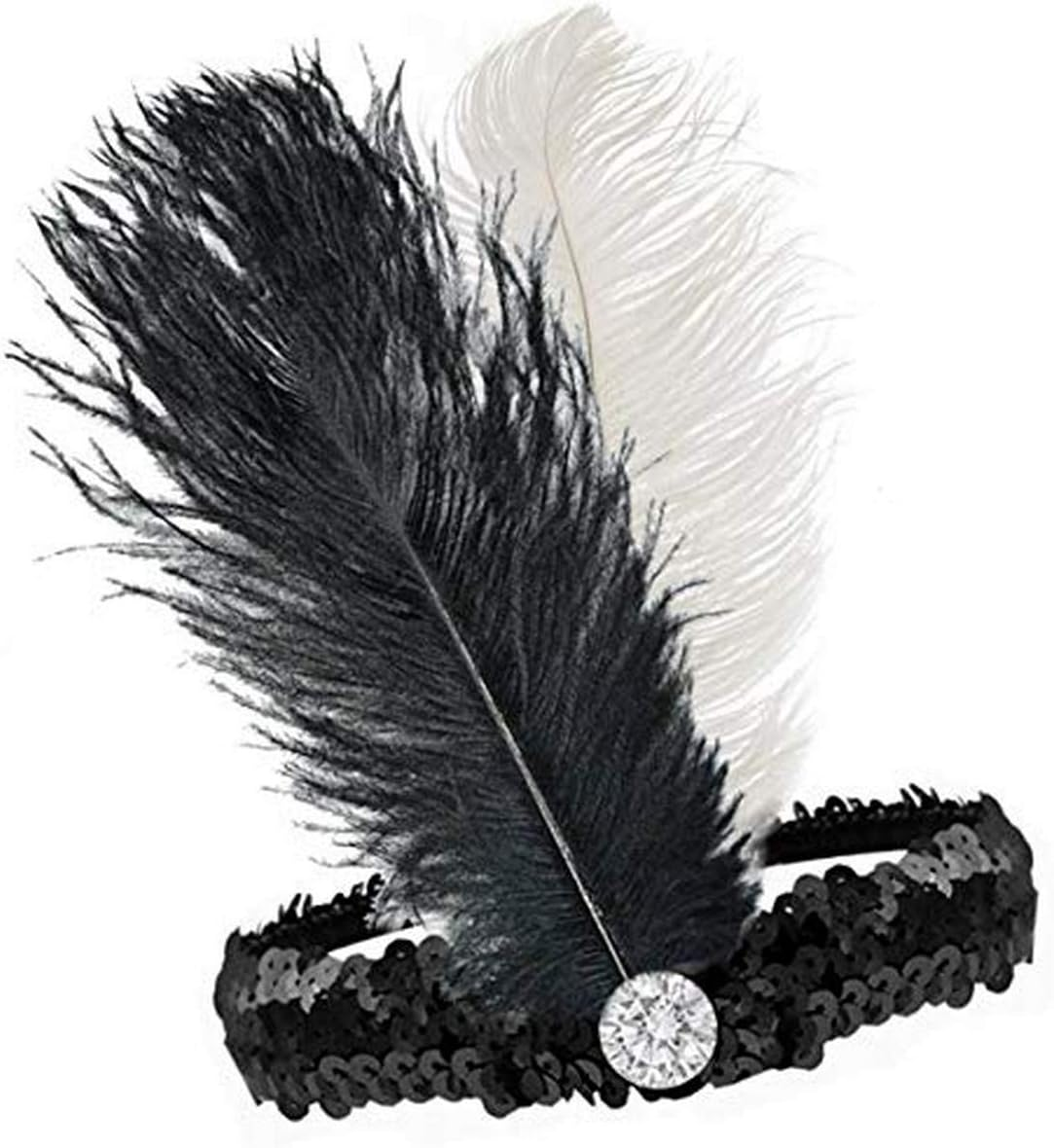 Sweidas 20S Flapper Headdband - Black/White (Artificial Feather) 20S Flapper Headdband - Black/White (Artificial Feather)