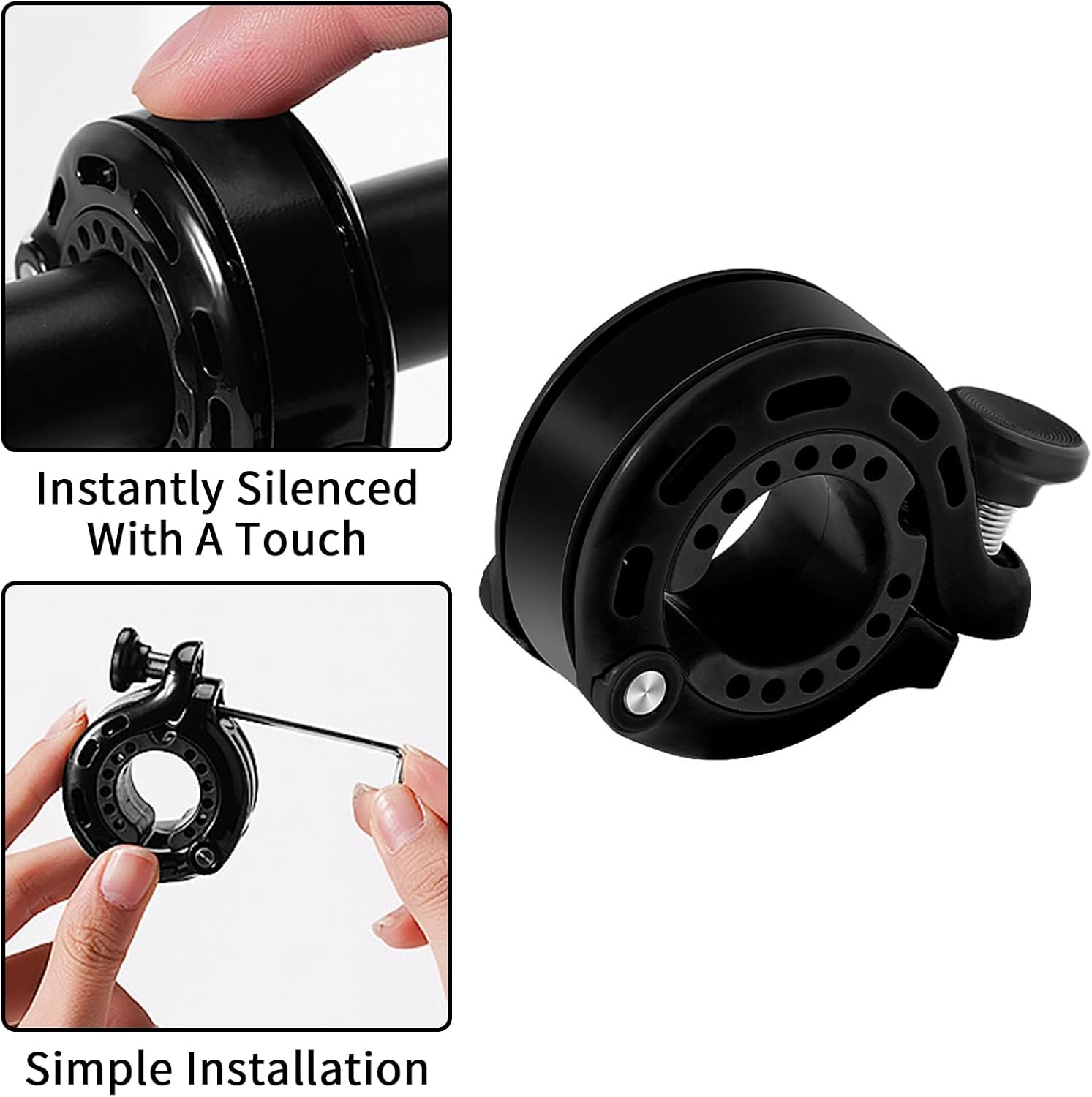 Bike Bell, Aluminum Alloy Bicycle Bells for Adults Max 110 DB Fit 22.2-31.8 Mm Handlebar, Waterproof Rustproof Cycle Bells Bike Horn with Loud Crisp Clear Sound for Mountain Road Bikes Scooter image number 3