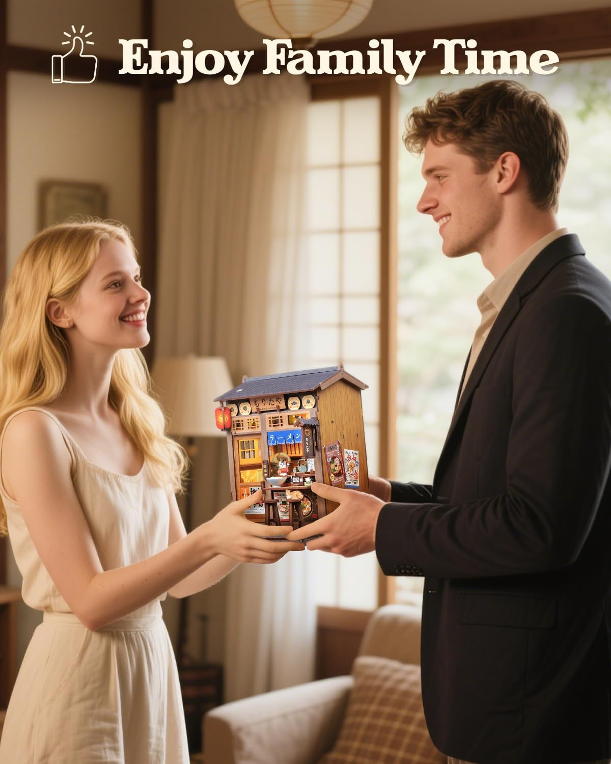 CUTEBEE Book Nook Kit - DIY Miniature House Dollhouse Kit for Adults and Teens, Booknook Tiny Japanese House Bookshelf Decor 3D Wooden Puzzle, Gifts for Family, Friends (Morita-Ya) image number 4